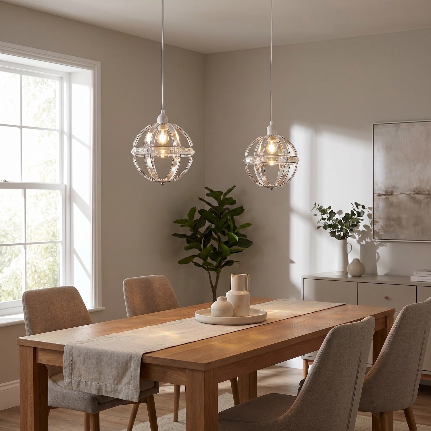 Modern Designer Spherical Chrome and Clear Acrylic Pendant Light Shade Image 6