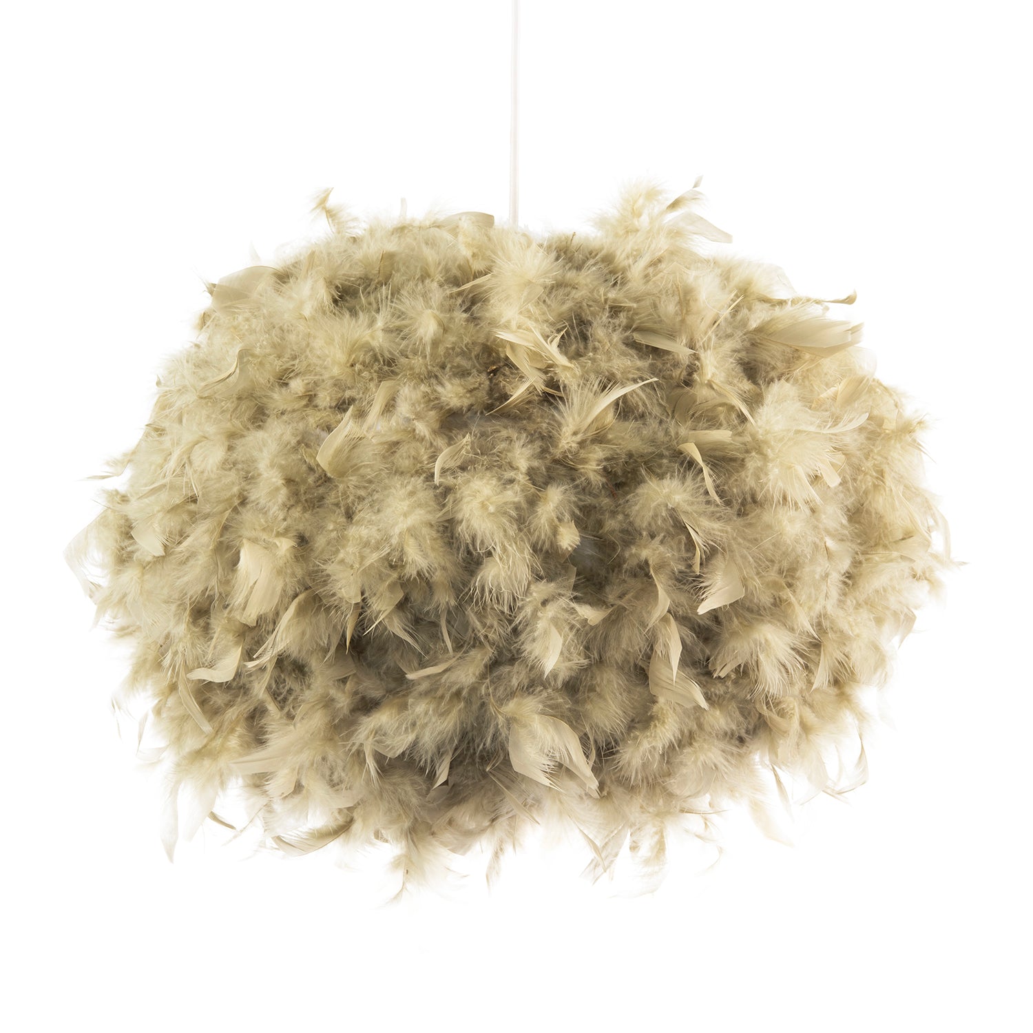 Modern and Unique Large Olive Green Feather Decorated Pendant Shade Image 1