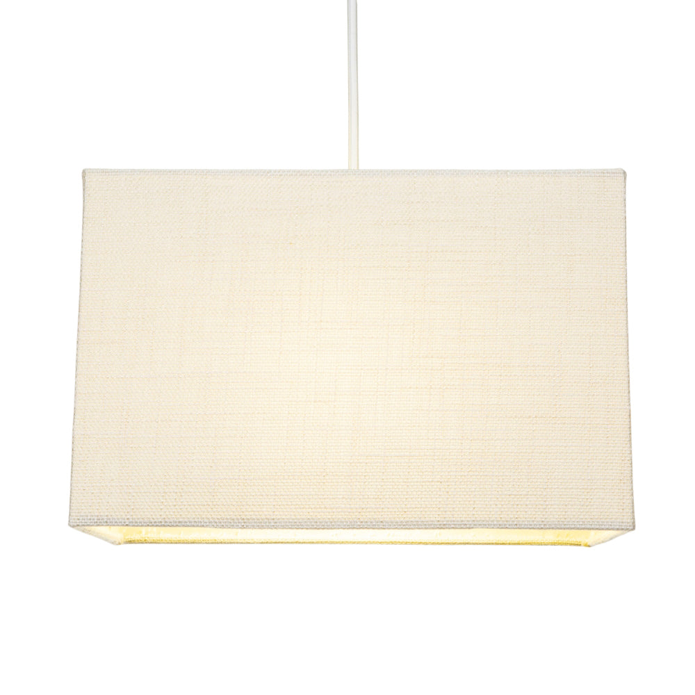 Contemporary and Sleek Cream Linen Fabric Rectangular Lamp Shade 60w Maximum Image 2