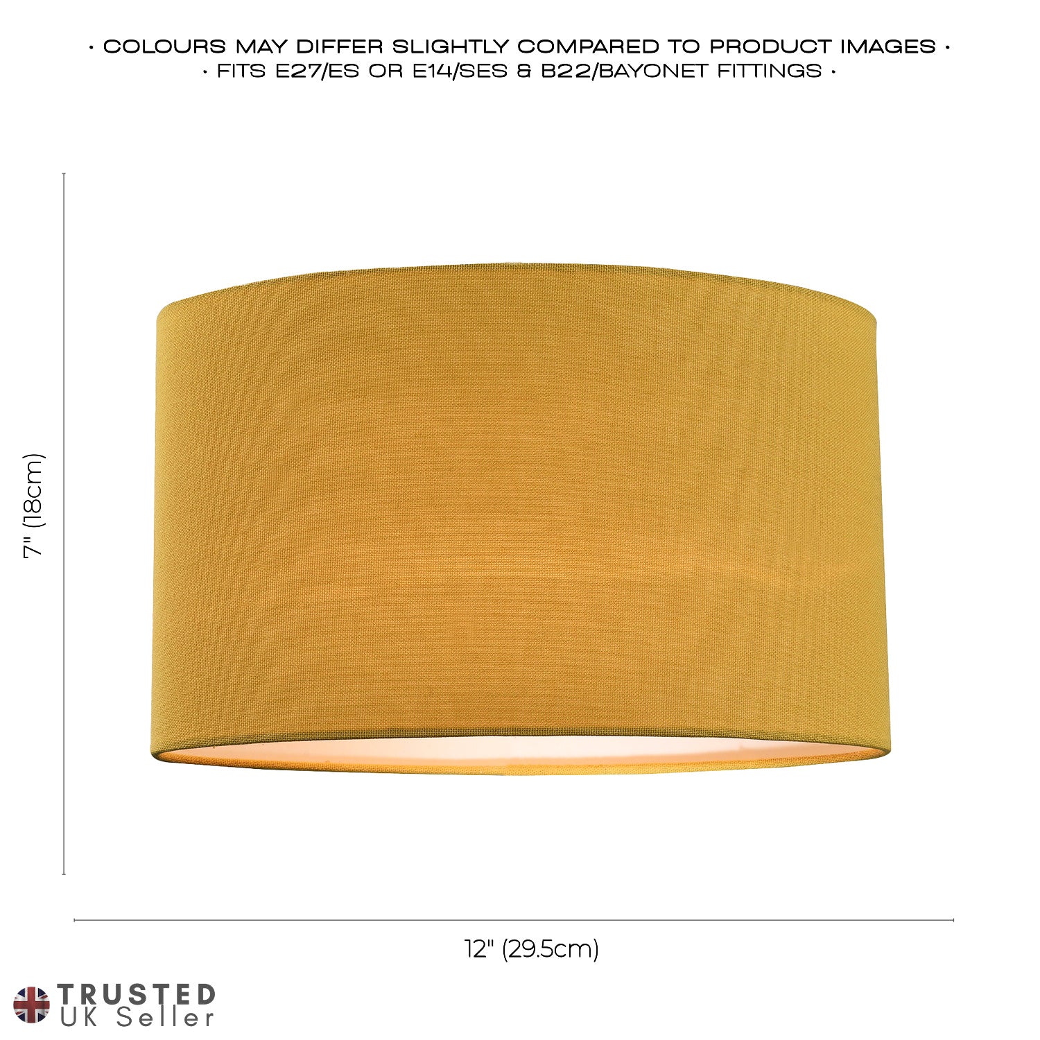 Contemporary and Stylish Mustard Ochre Linen Fabric Oval Lamp Shade - 30cm Width Image 6