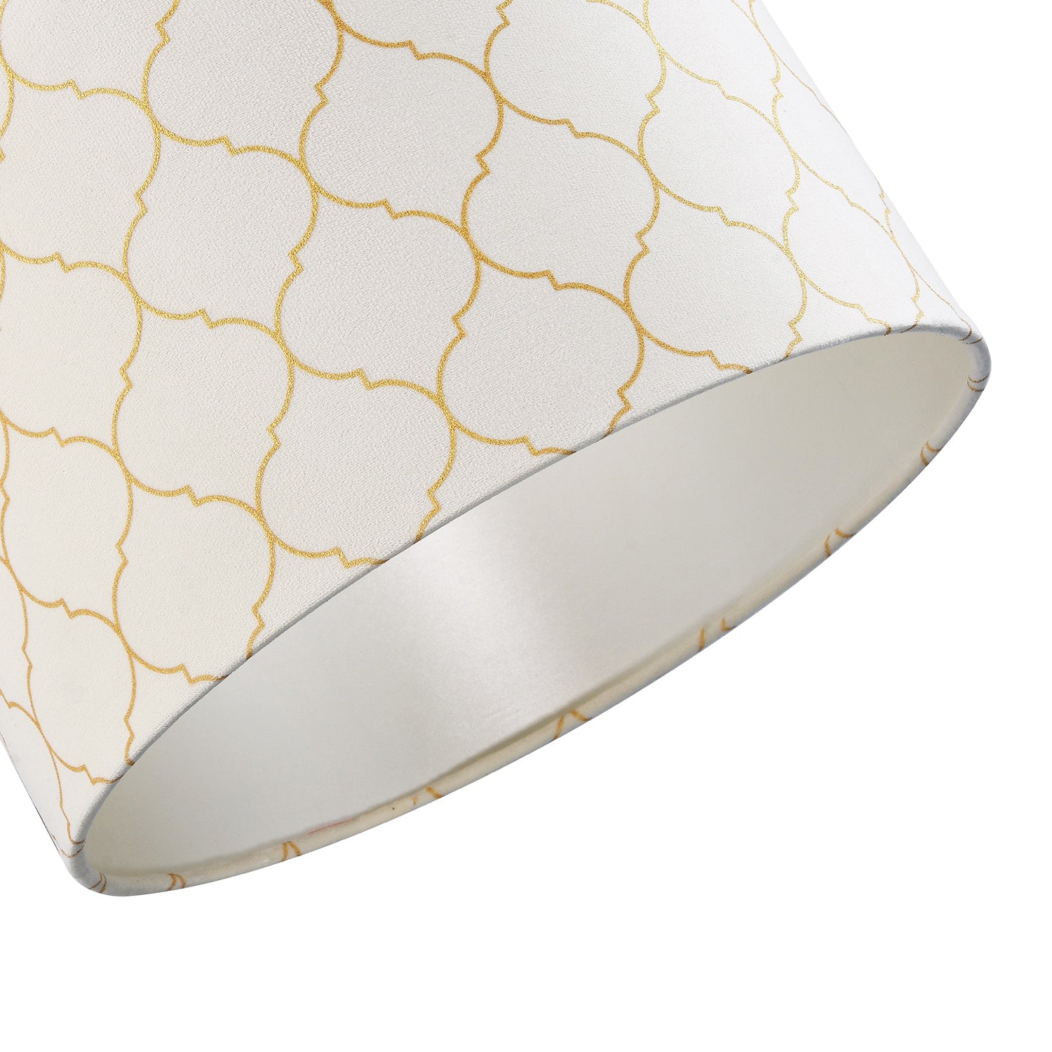 Modern Soft Brushable Light Cream Velvet 25cm Lamp Shade with Gold Foil Decor Image 3