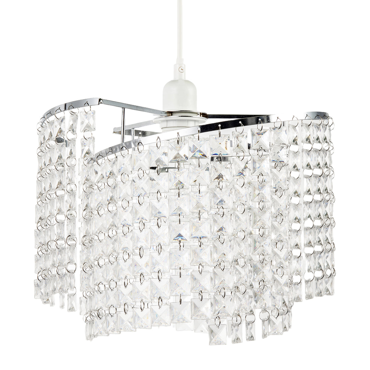 Modern Chrome Chandelier Pendant Shade with Cascading Acrylic Panels Image 5
