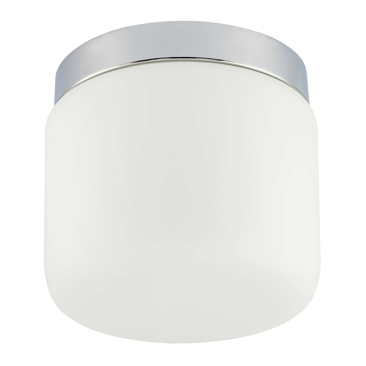 Modern Bathroom LED Ceiling Light in Polished Chrome with Glass Shade Image 1