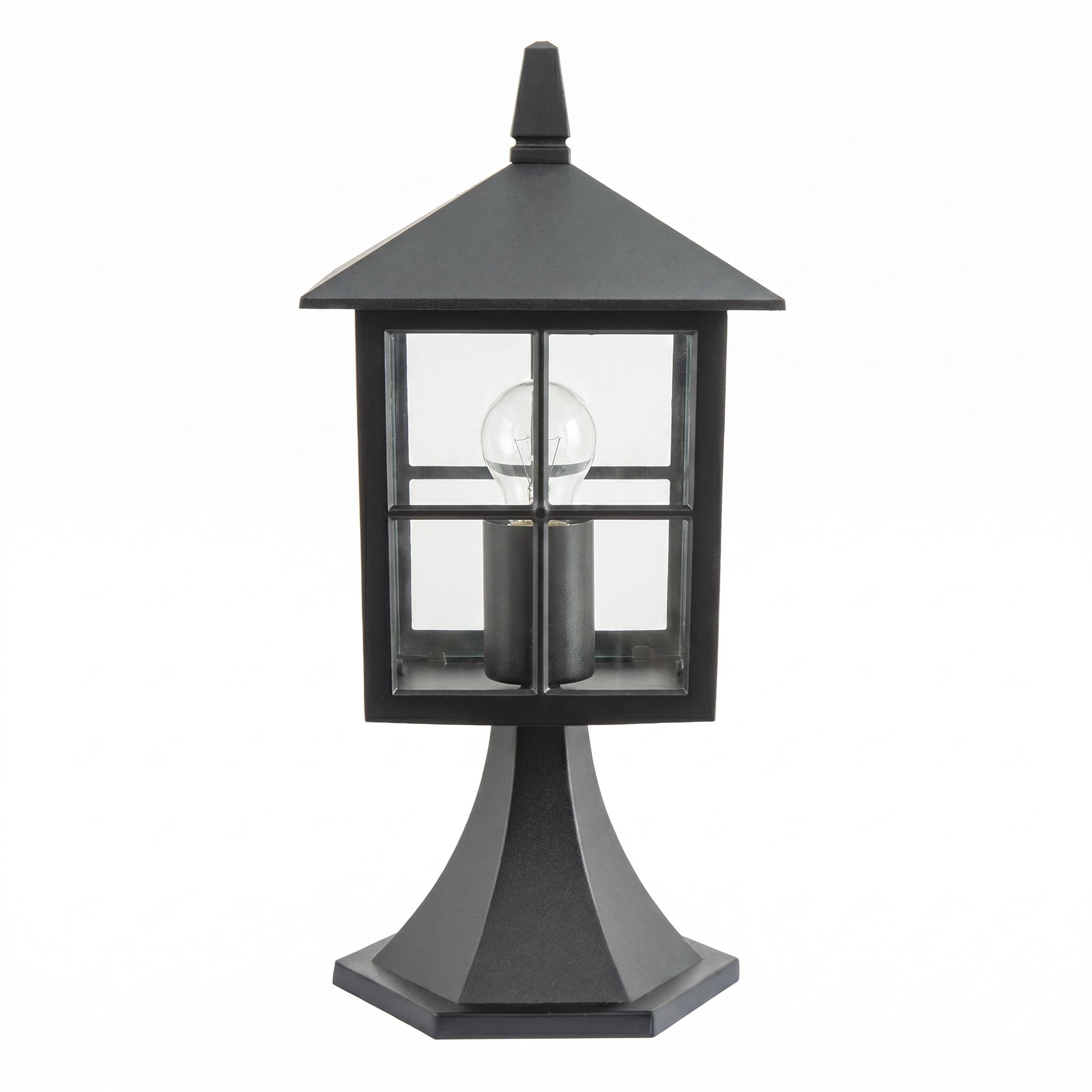 Classic Matte Black Die-Cast Aluminium Metal Exterior Lantern Bollard Fitting