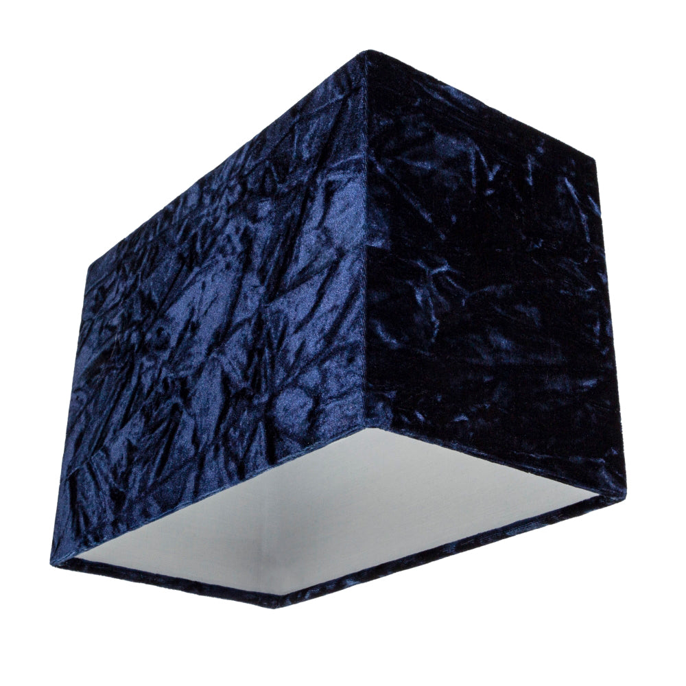 Contemporary Designer Midnight Blue Crushed Velvet Fabric Rectangular Lamp Shade Image 4