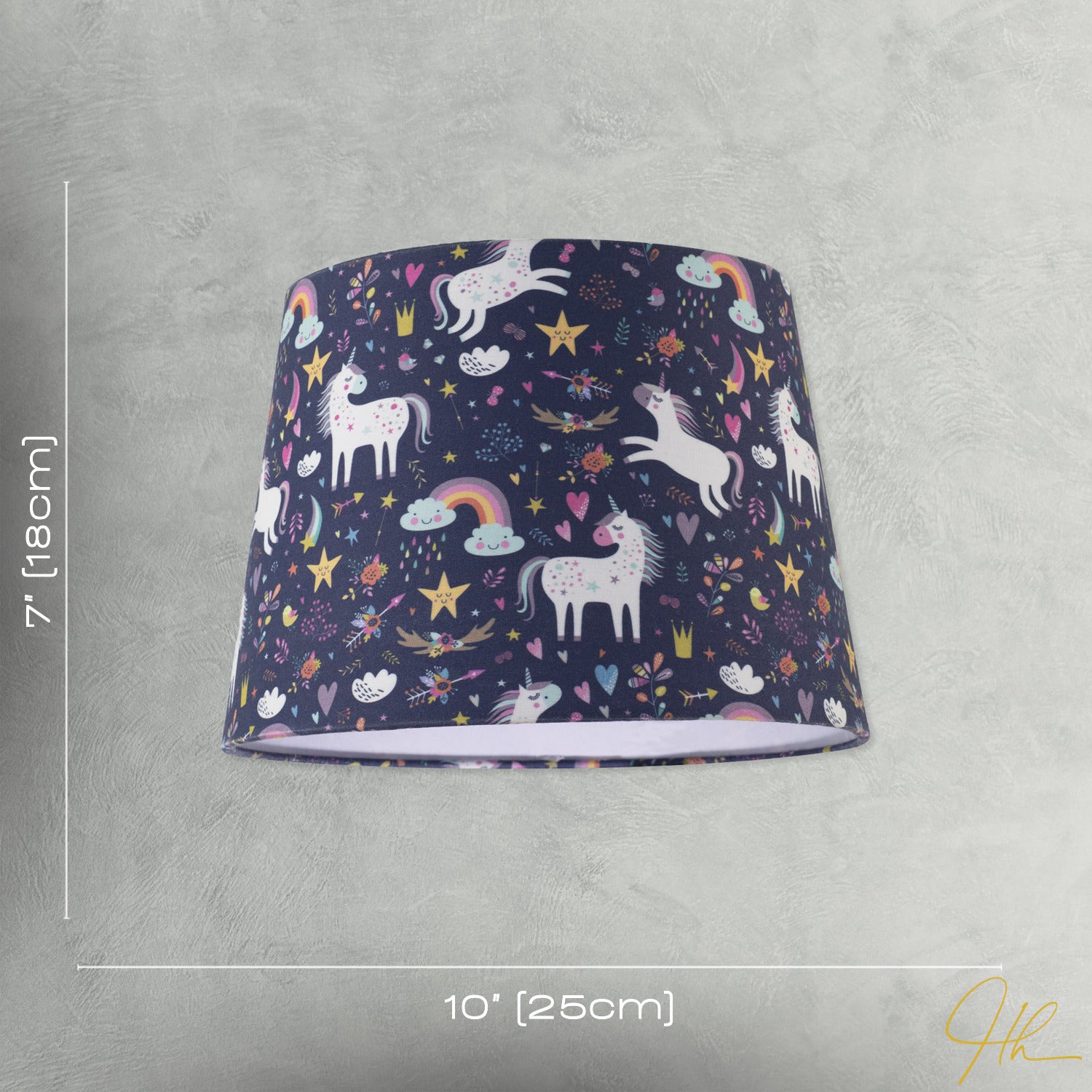 Unicorn Themed Childrens Lampshade with Rainbows and Colourful Flowers Image 7