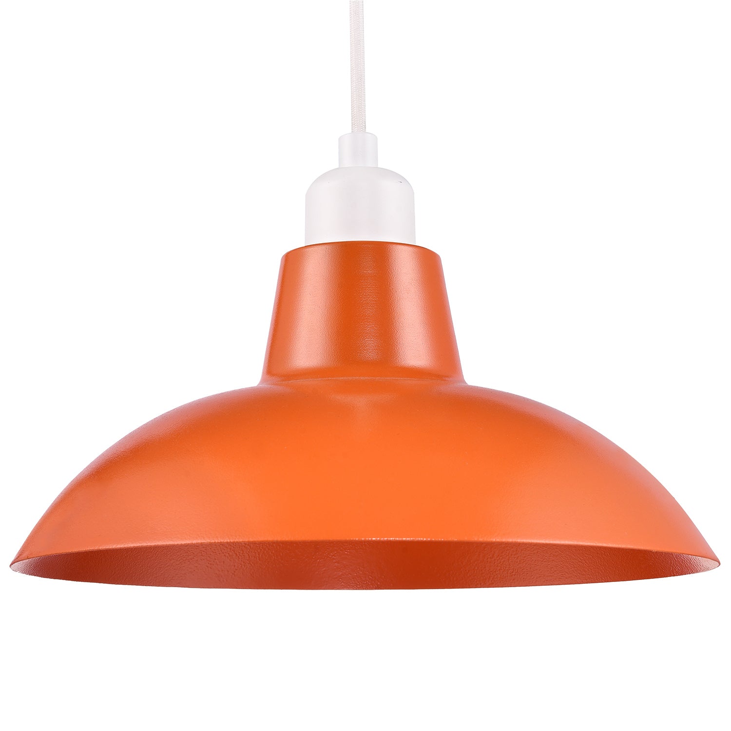 Industrial Retro Designed Matt Vibrant Orange Curved Metal Ceiling Pendant Shade Image 3