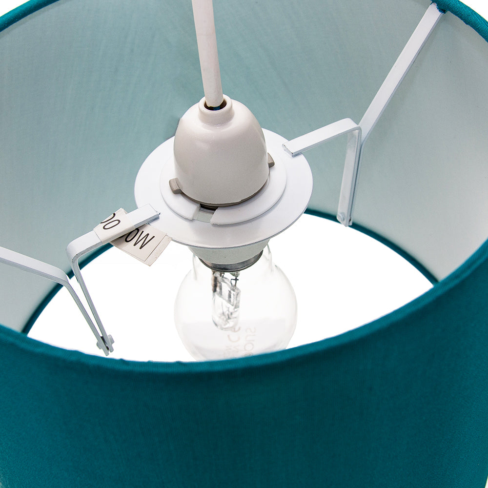 Traditionally Designed Medium 12" Drum Lamp Shade in Sleek Teal Faux Silk Fabric Image 3