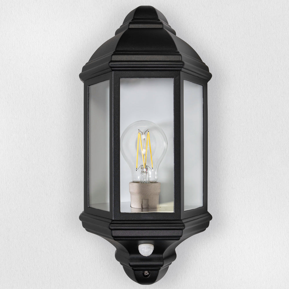 Traditional PIR Sensor Outdoor Wall Light with Matt Black Metal Die-Cast Frame Image 7