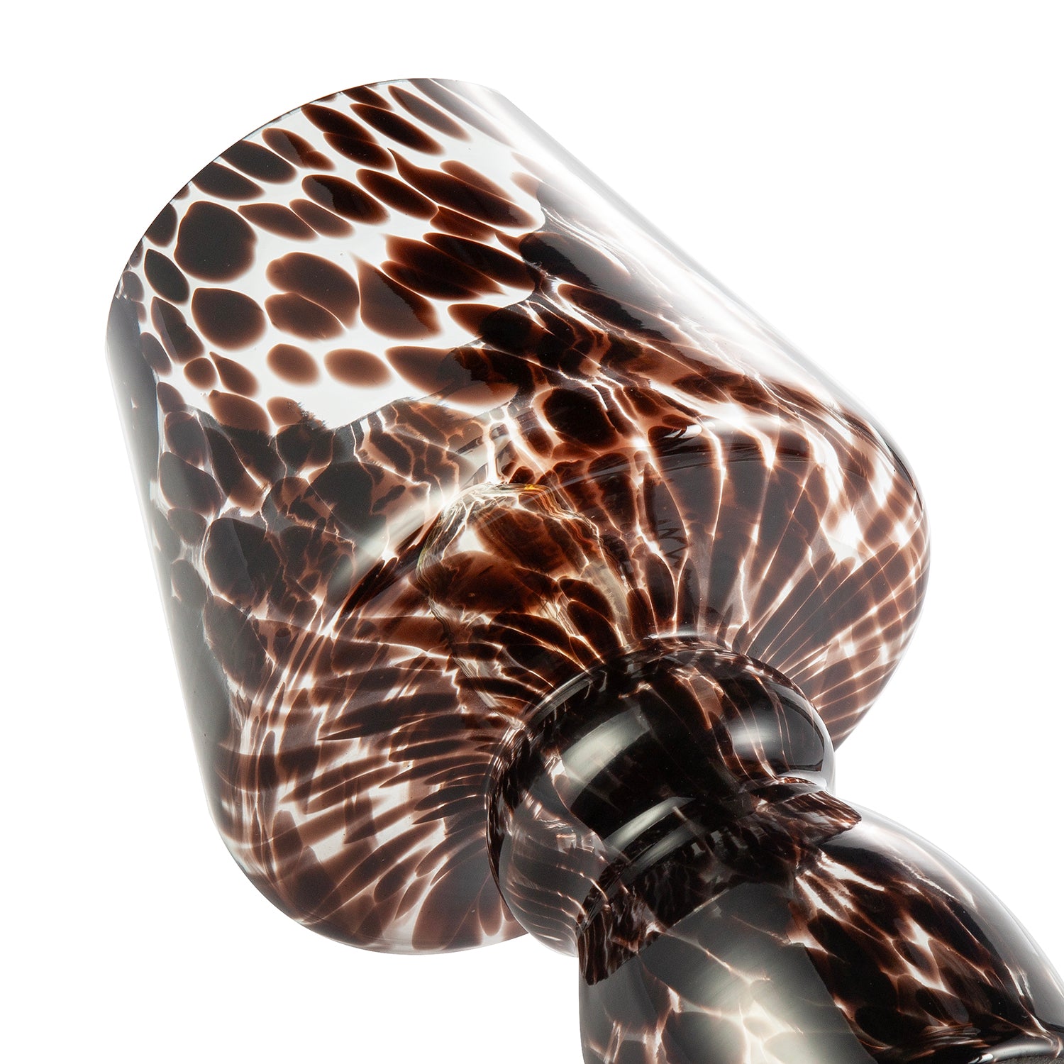 Clear Glass Mushroom Table Lamp with Brown Speckle Snowflake Pattern Image 5