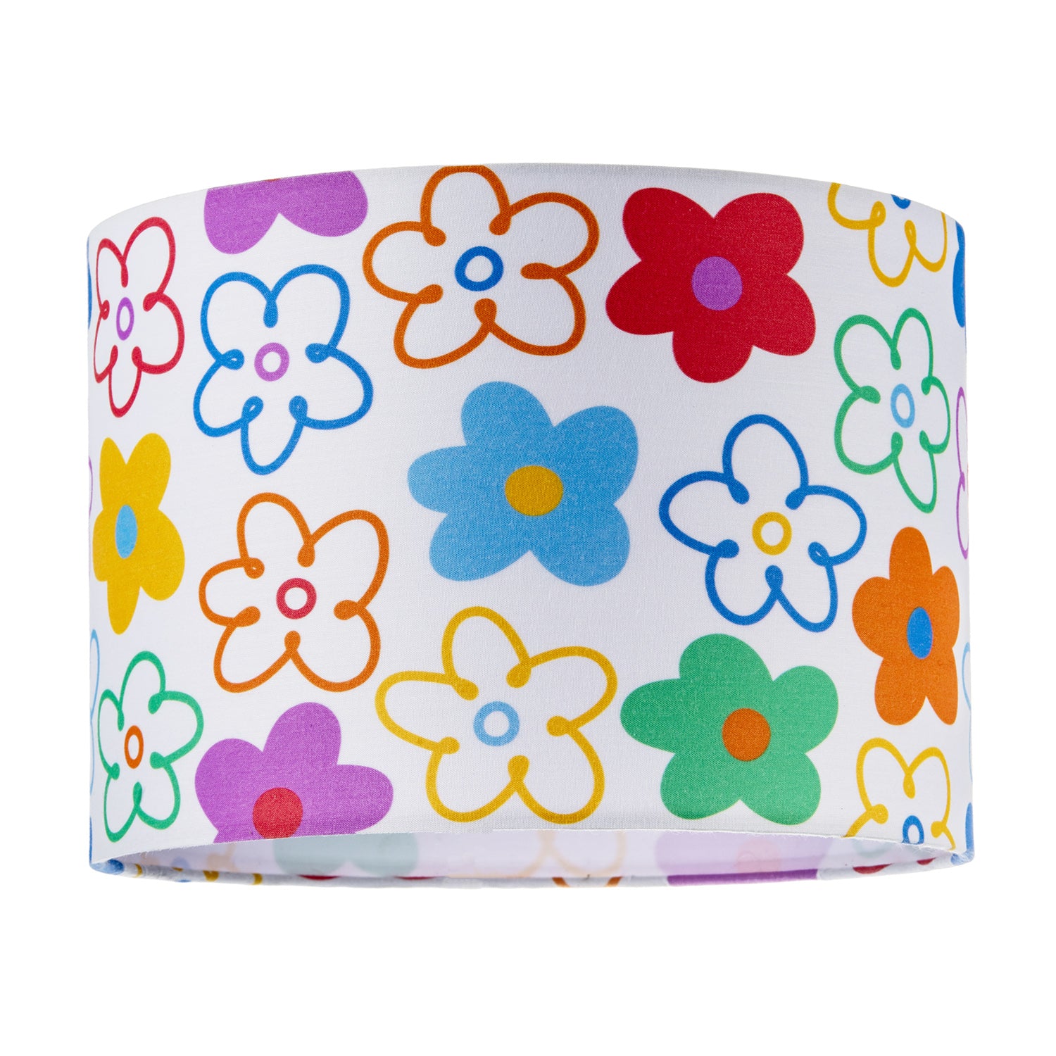 Bright and Colourful Fabric Lampshade with Retro Inspired Floral Decor Image 1