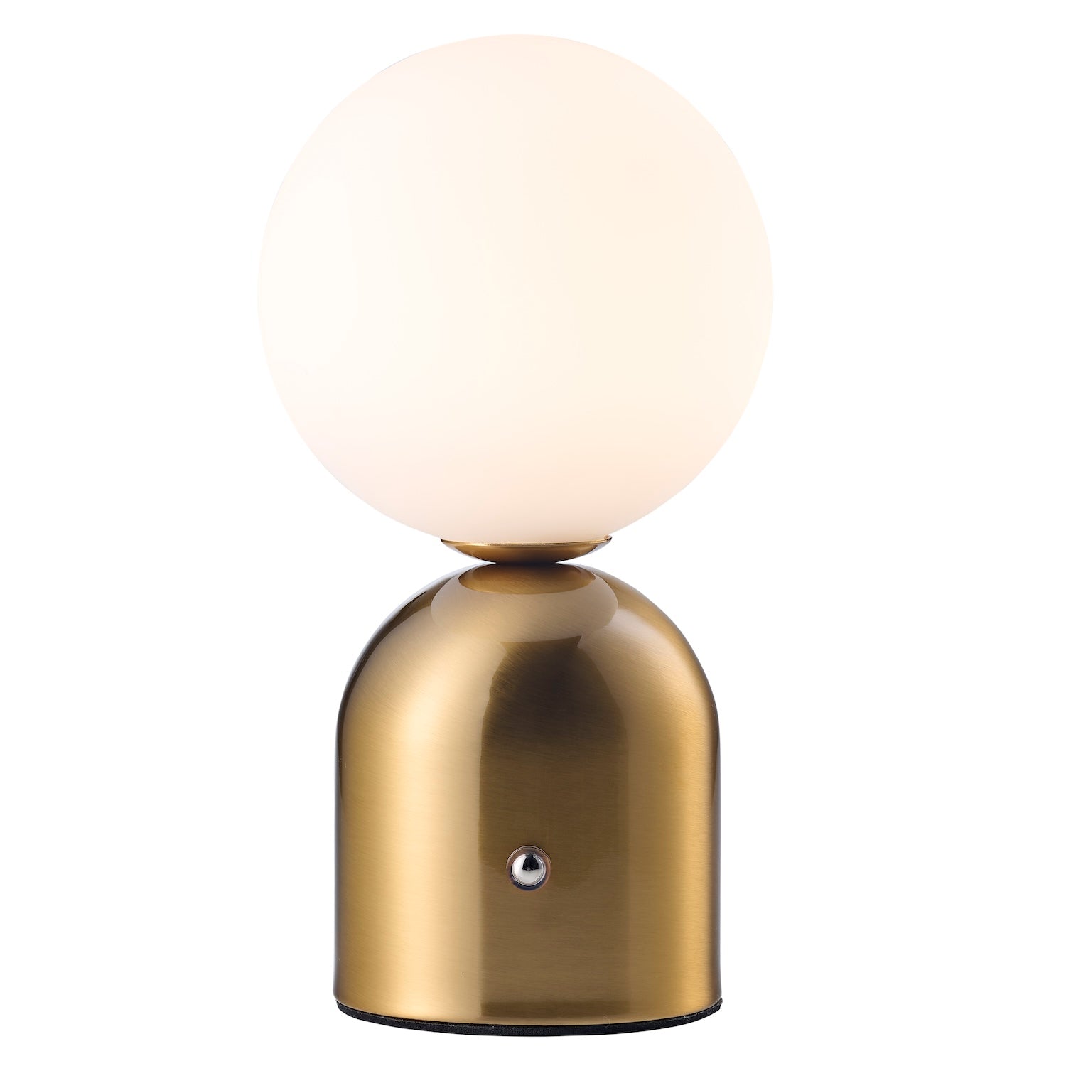 Modern Satin Gold Rechargeable Touch Dimmable Table Lamp with Opal Globe Shade Image 2