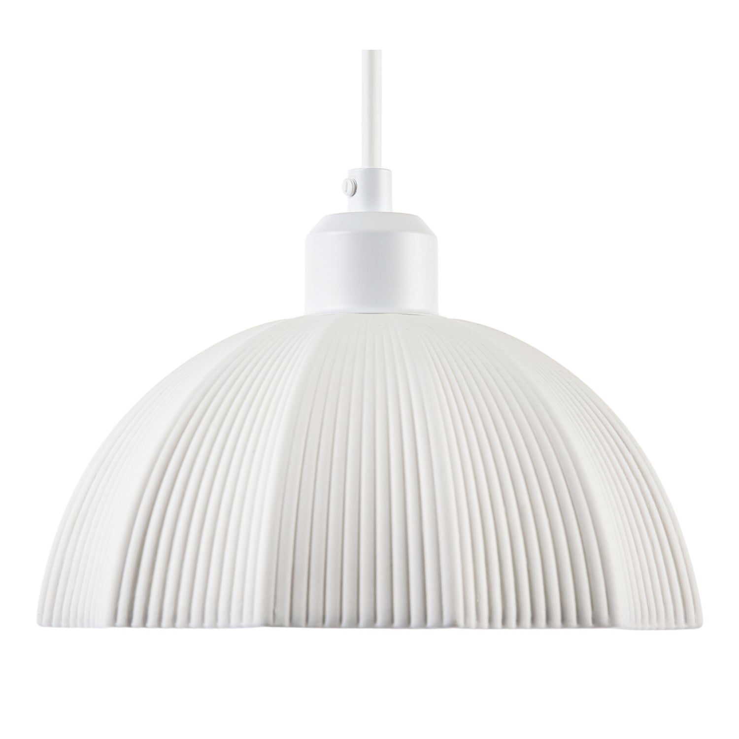 Frosted White Ceramic Umbrella Pendant Light Shade with Etched Lines Image 4