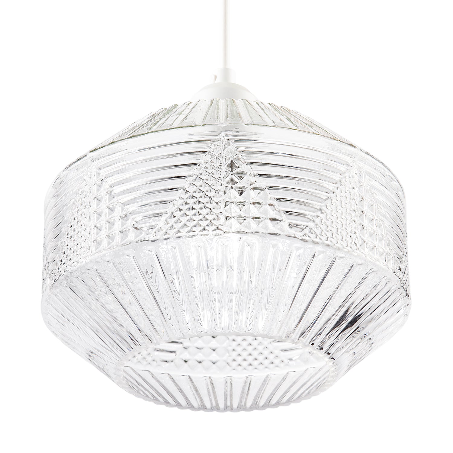 Designer Multi-Faceted Hexagonal Drum Clear Glass Pendant Light Shade Image 5