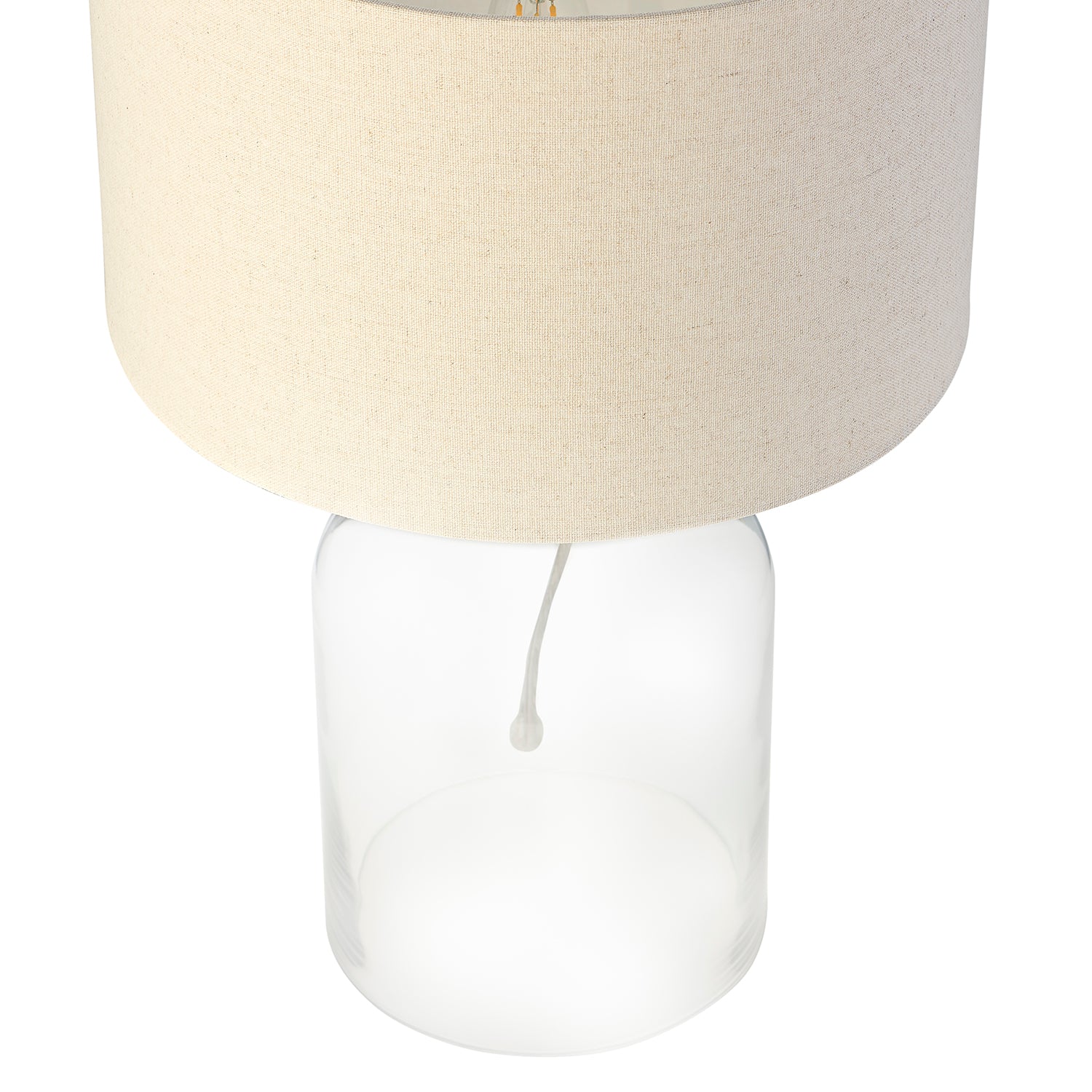 Contemporary Elegant Table Lamp with Clear Glass Base and Oatmeal Linen Shade Image 3