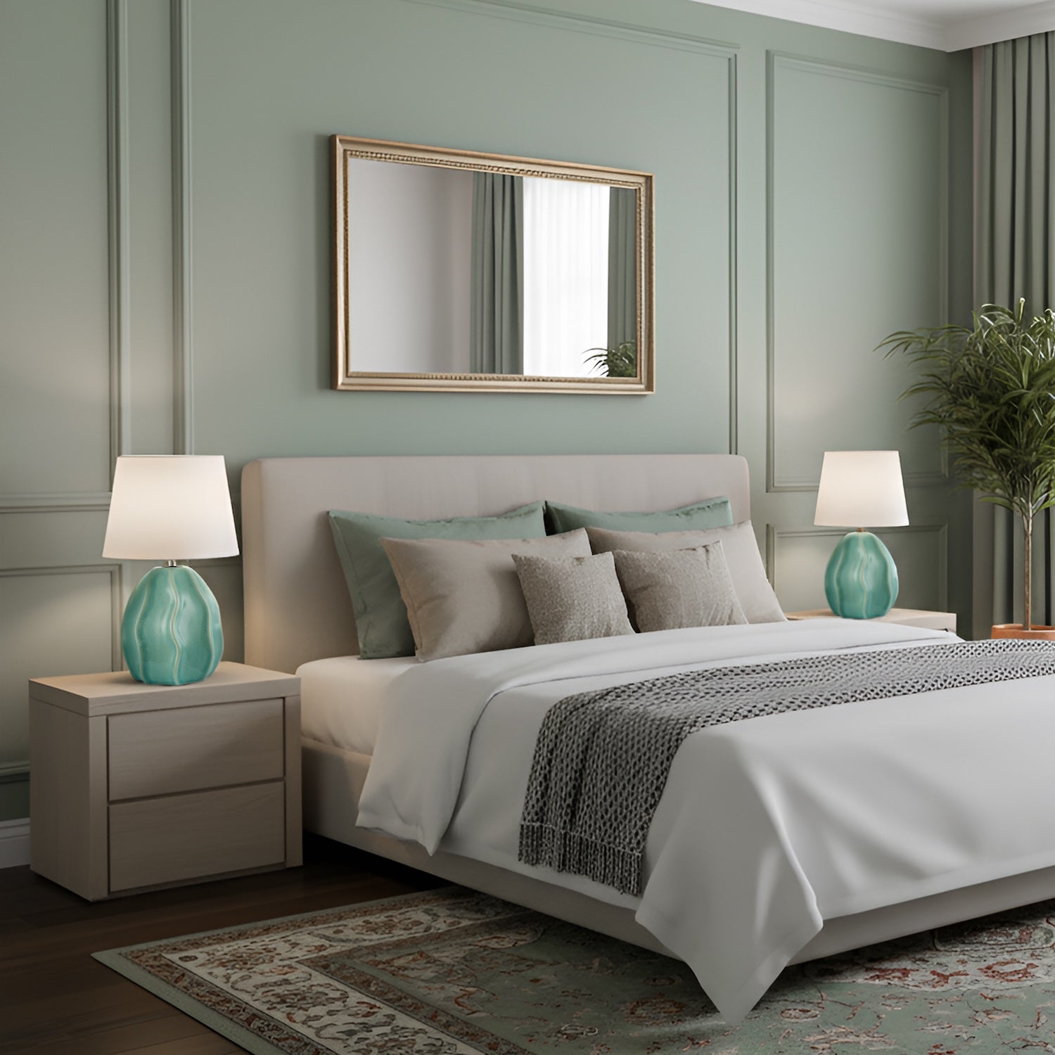 Duck Egg Gloss Ripple Ceramic Table Lamp Base with Crackle Design Image 6