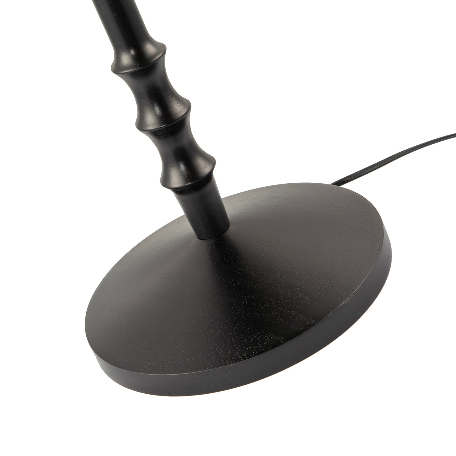 Classic Black Wood Floor Lamp Base with Sleek Reeded Stem Pole Design Image 4