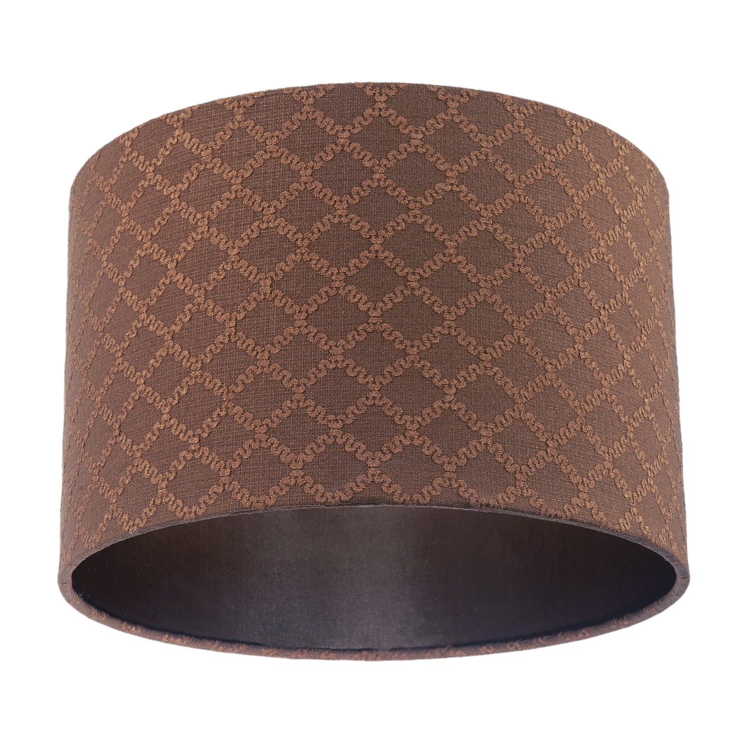 Contemporary Chocolate Brown Woven Lattice Lampshade in Textured Linen Image 4