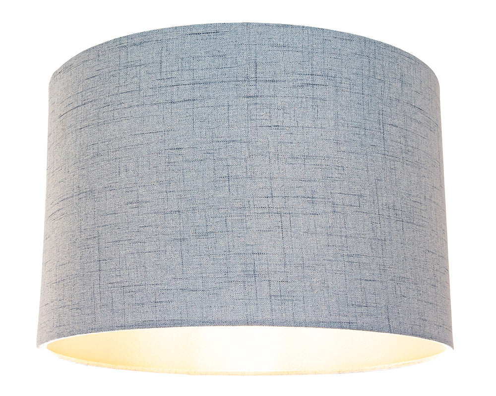 Contemporary and Sleek Blue Textured Linen Fabric Drum Lamp Shade 60w Maximum Image 3