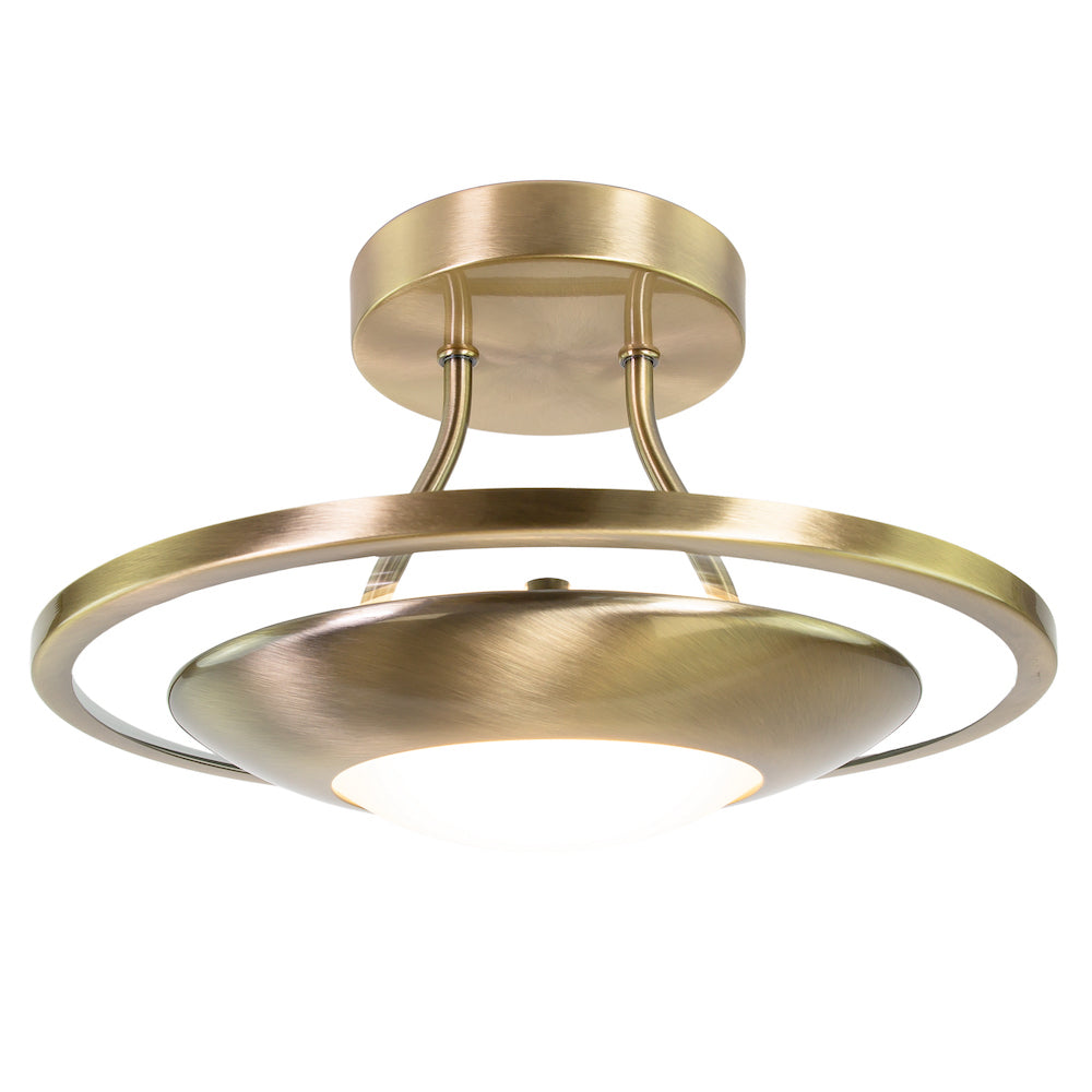 Modernistic Semi Flush Eco Friendly LED Ceiling Light Fitting Antique Brass