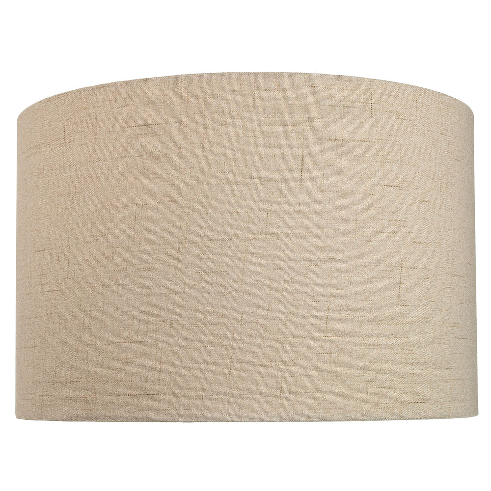 Contemporary and Sleek Taupe Textured 14" Linen Fabric Drum Lamp Shade 60w Max Image 1