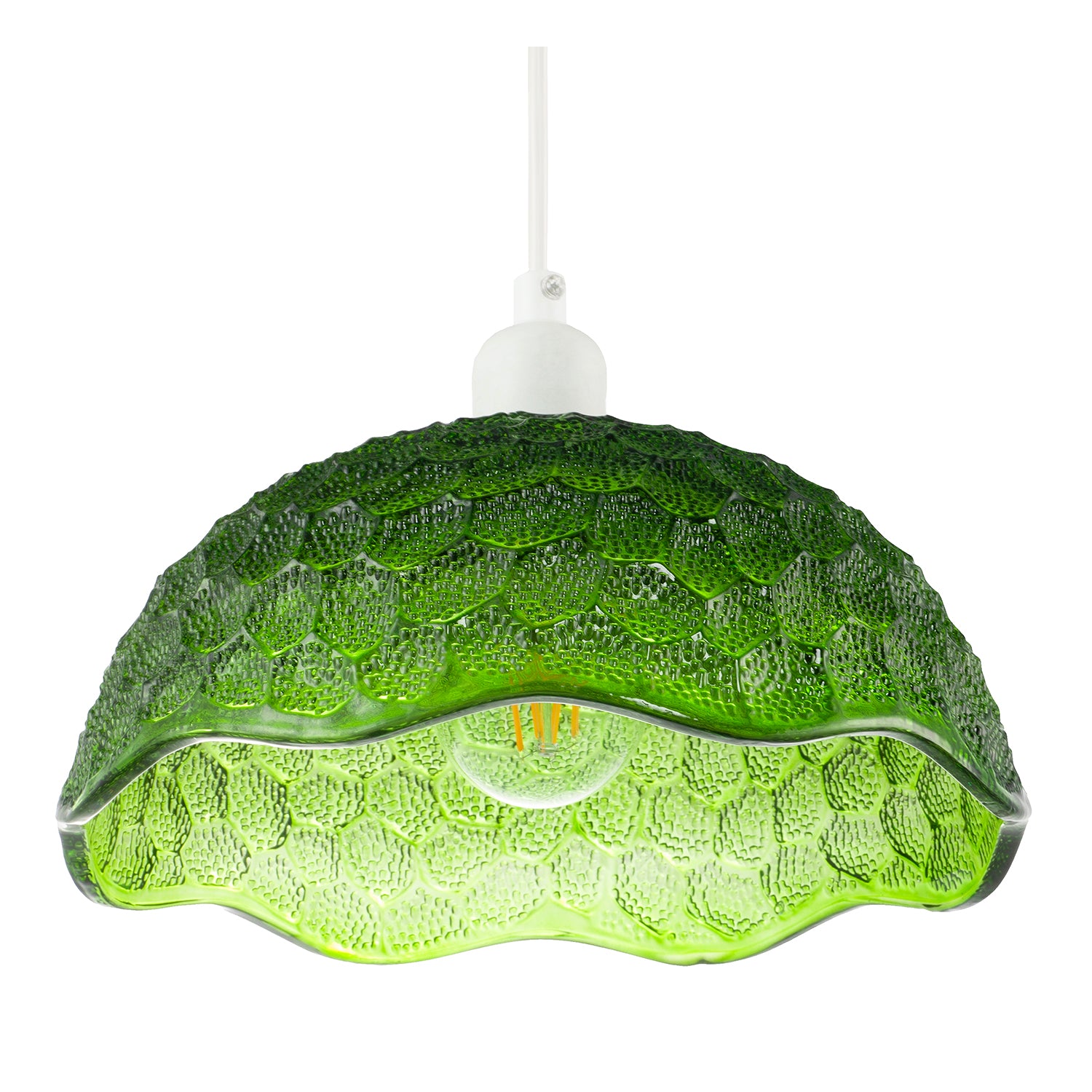 Tortoise Designed Emerald Green Glass Textured Ceiling Light Shade Image 4
