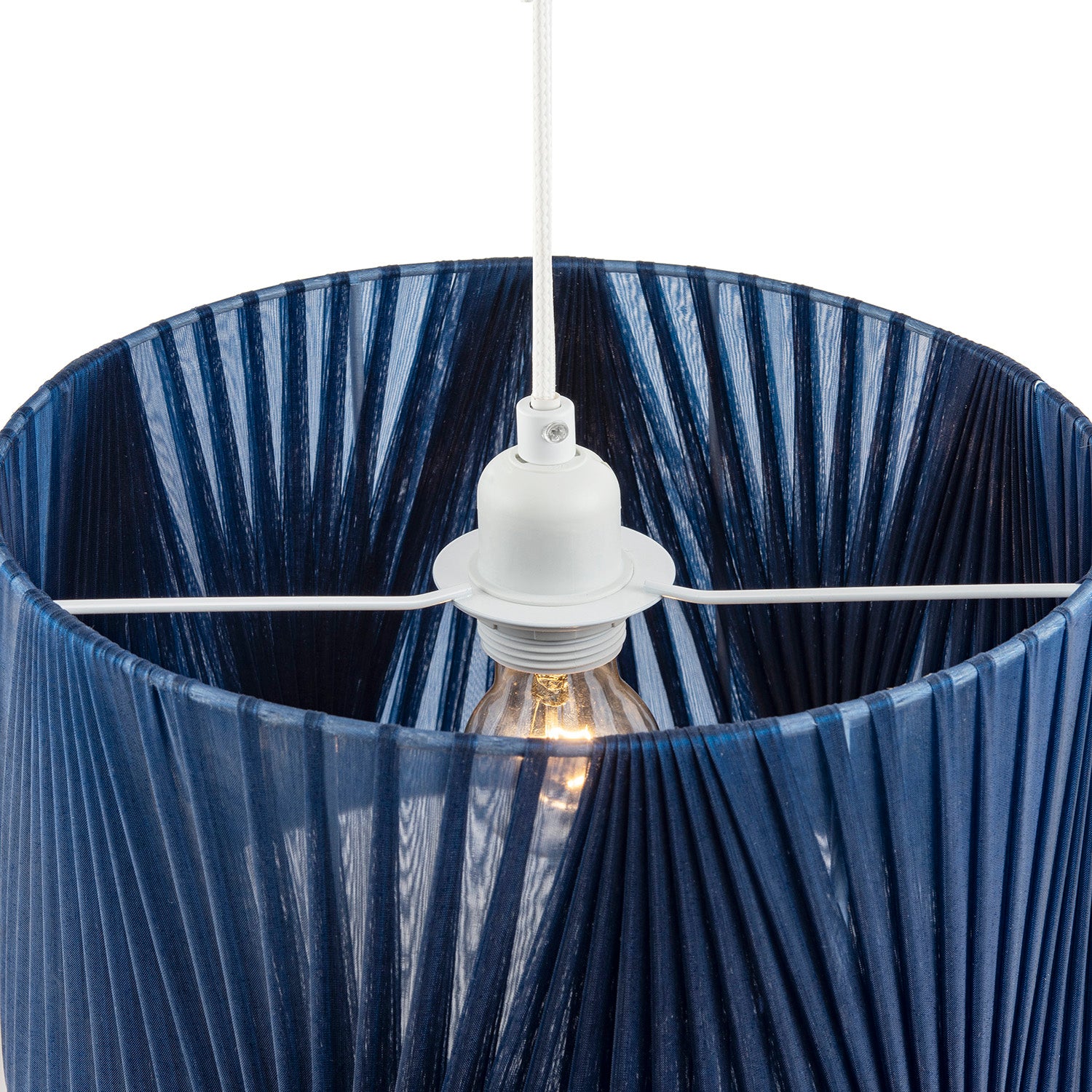 Modern Midnight Blue Voile Fabric Organza Tapered Pendant Lamp Shade Image 4