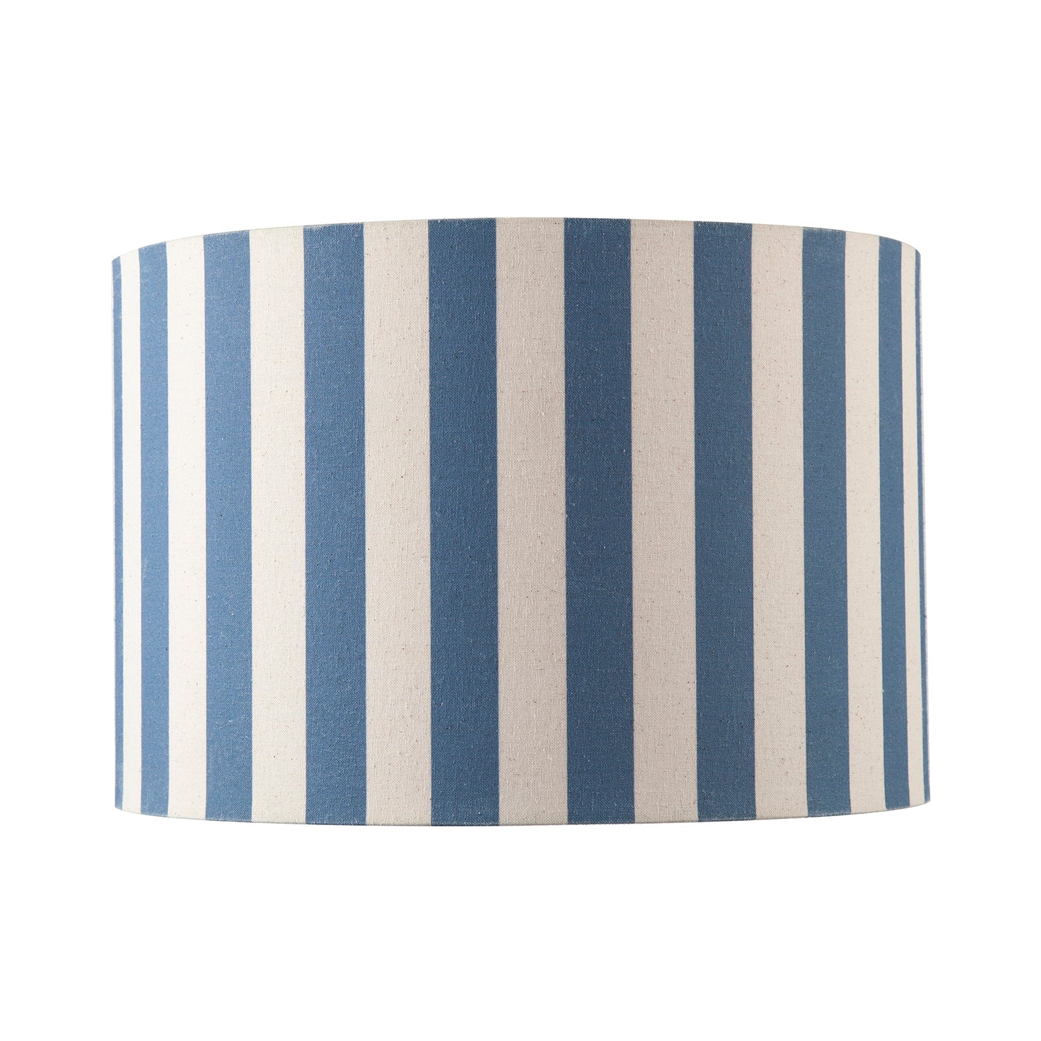 Amparo Blue and Oatmeal Linen Striped Drum Lampshade with Fabric Inner Image 4