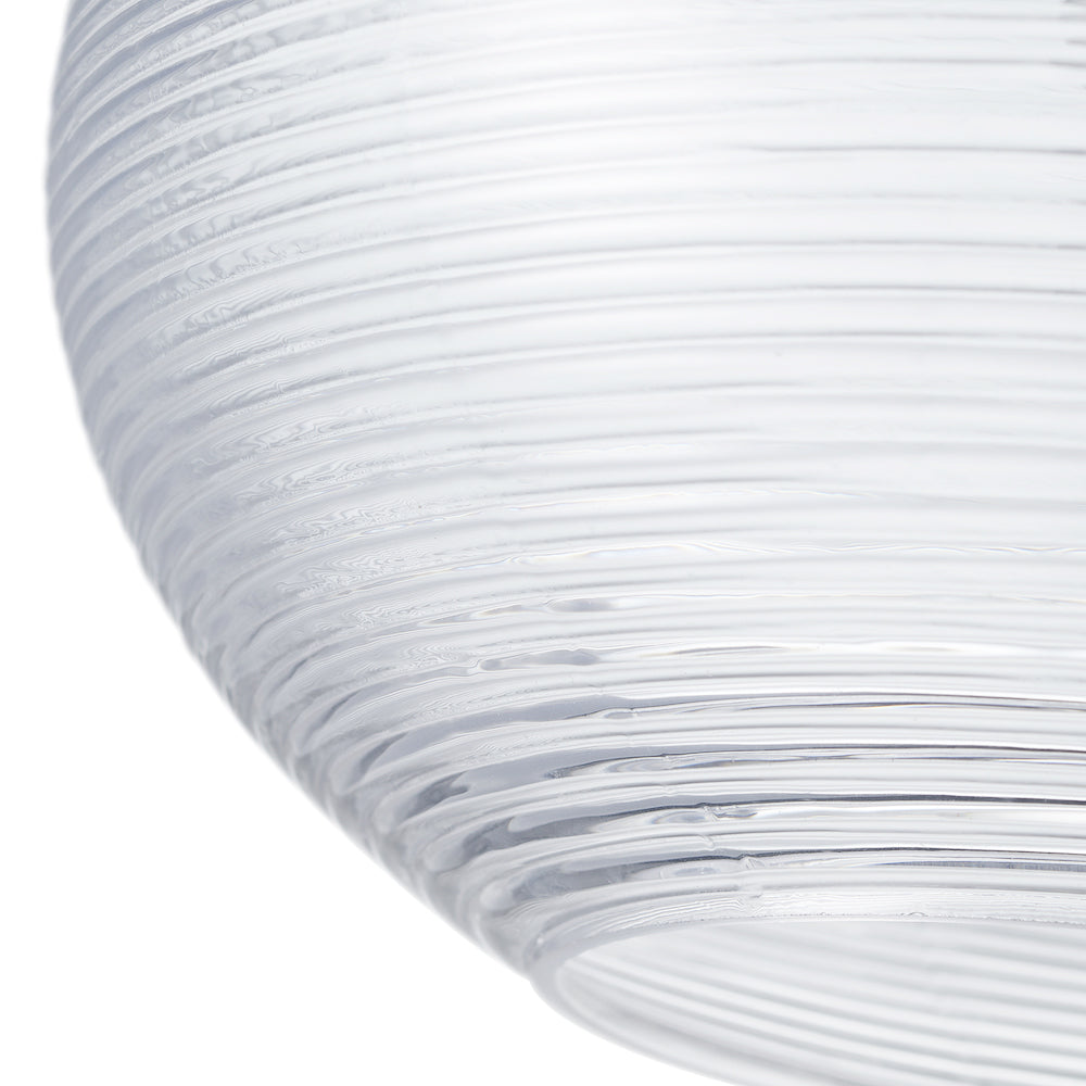 Contemporary Clear Ribbed Spiral Glass Easy Fit Drum Shaped Pendant Light Shade Image 8