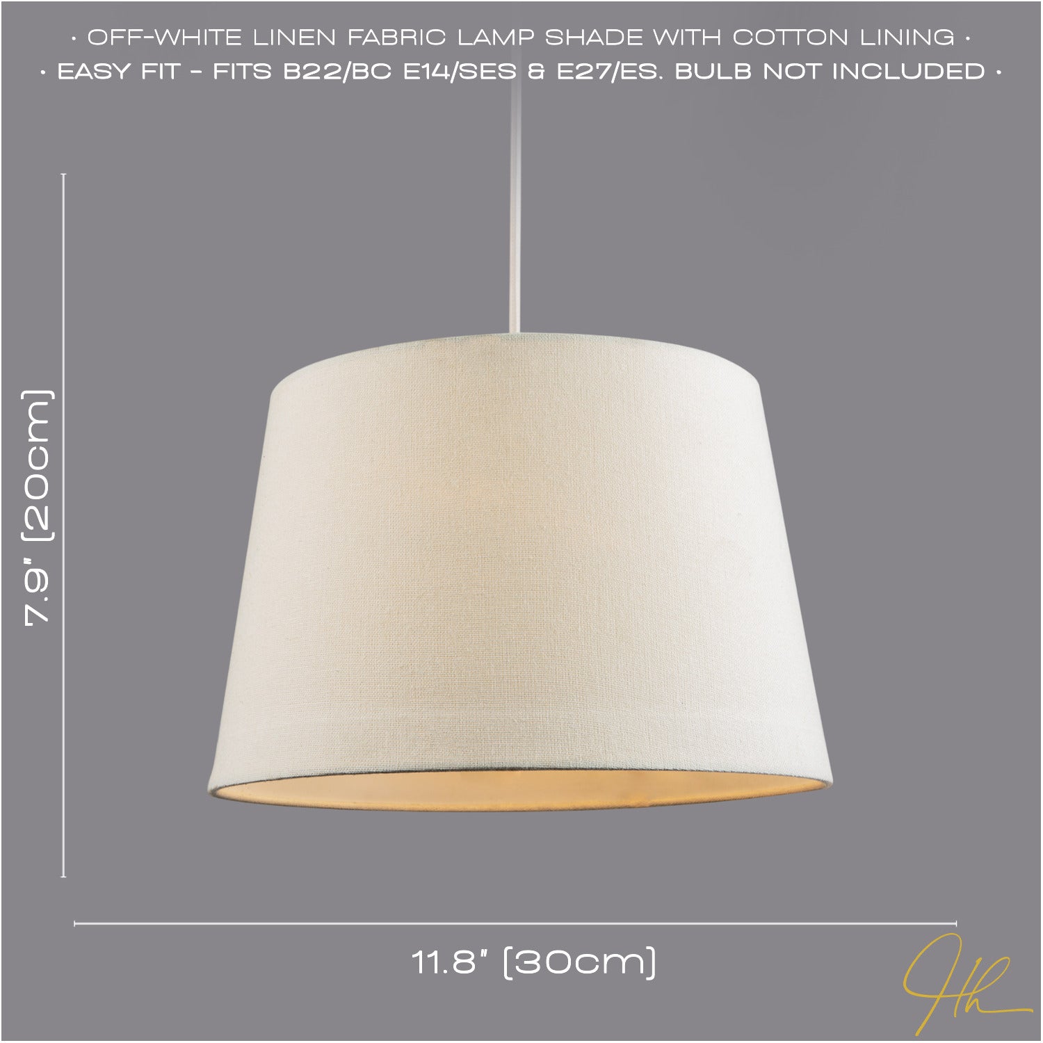 Contemporary Off-White Linen Fabric Drum Lampshade with Cotton Inner Image 6