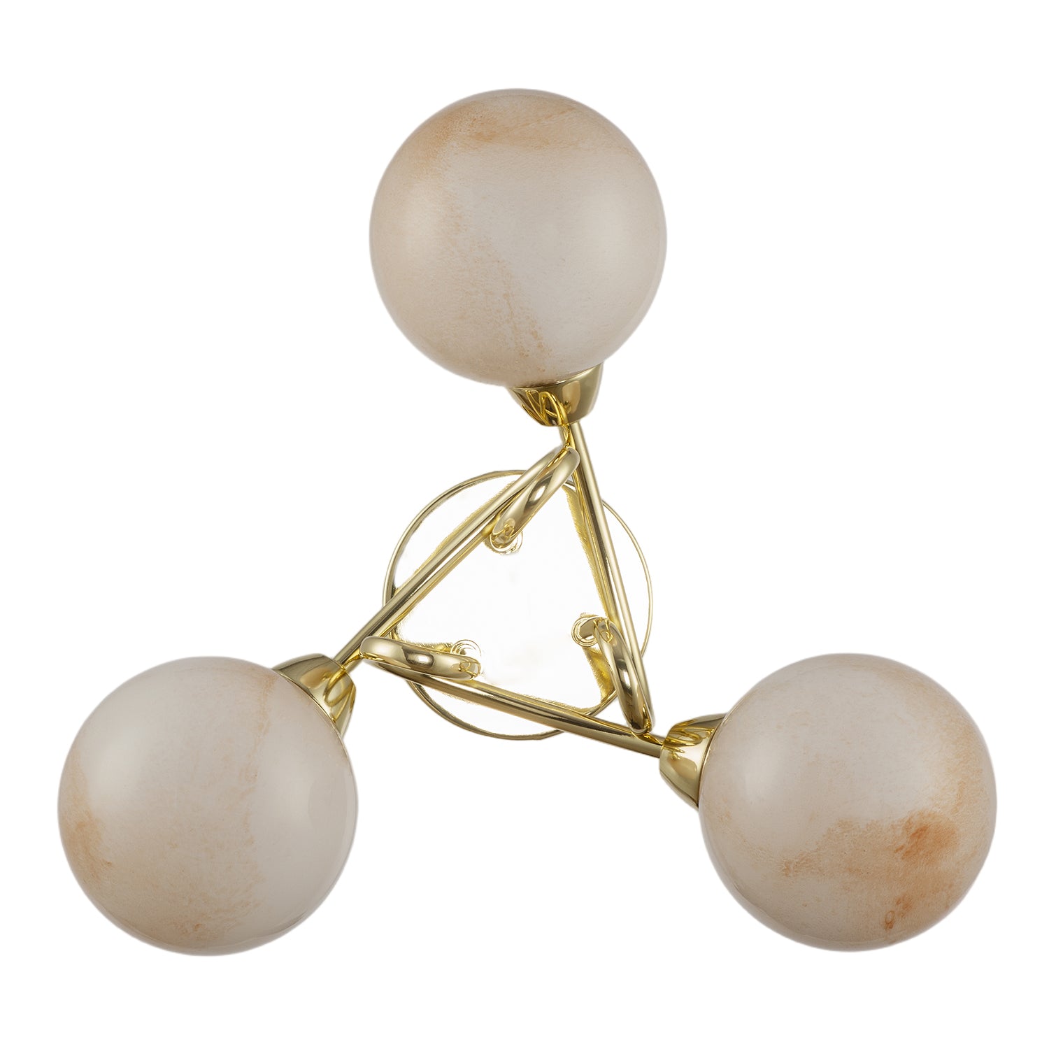 Modern Polished Gold Ceiling Light with Amber Marble Glass Shades Image 5