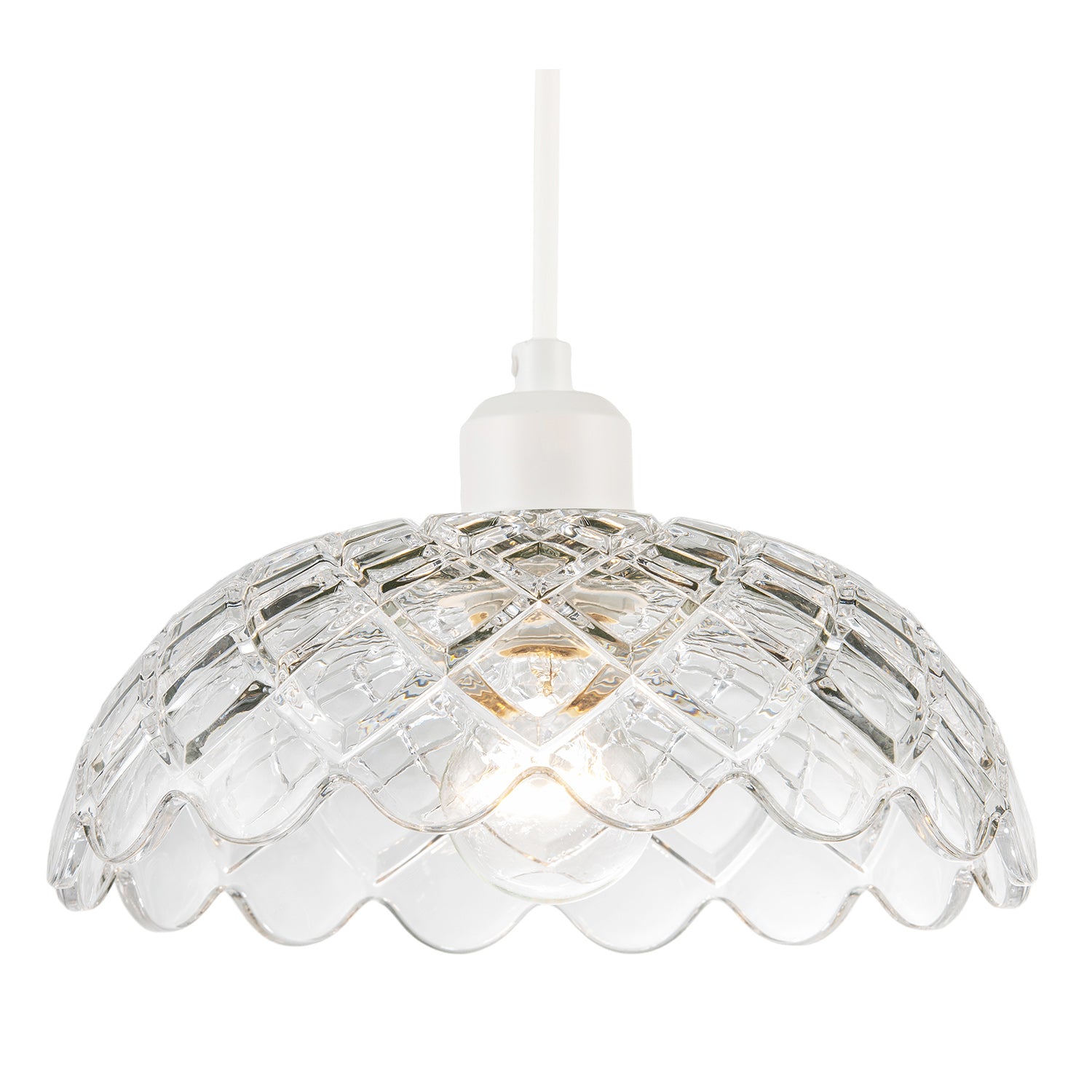 Modern Thick Transparent Glass Light Shade with Wavy Scalloped Edge Image 2
