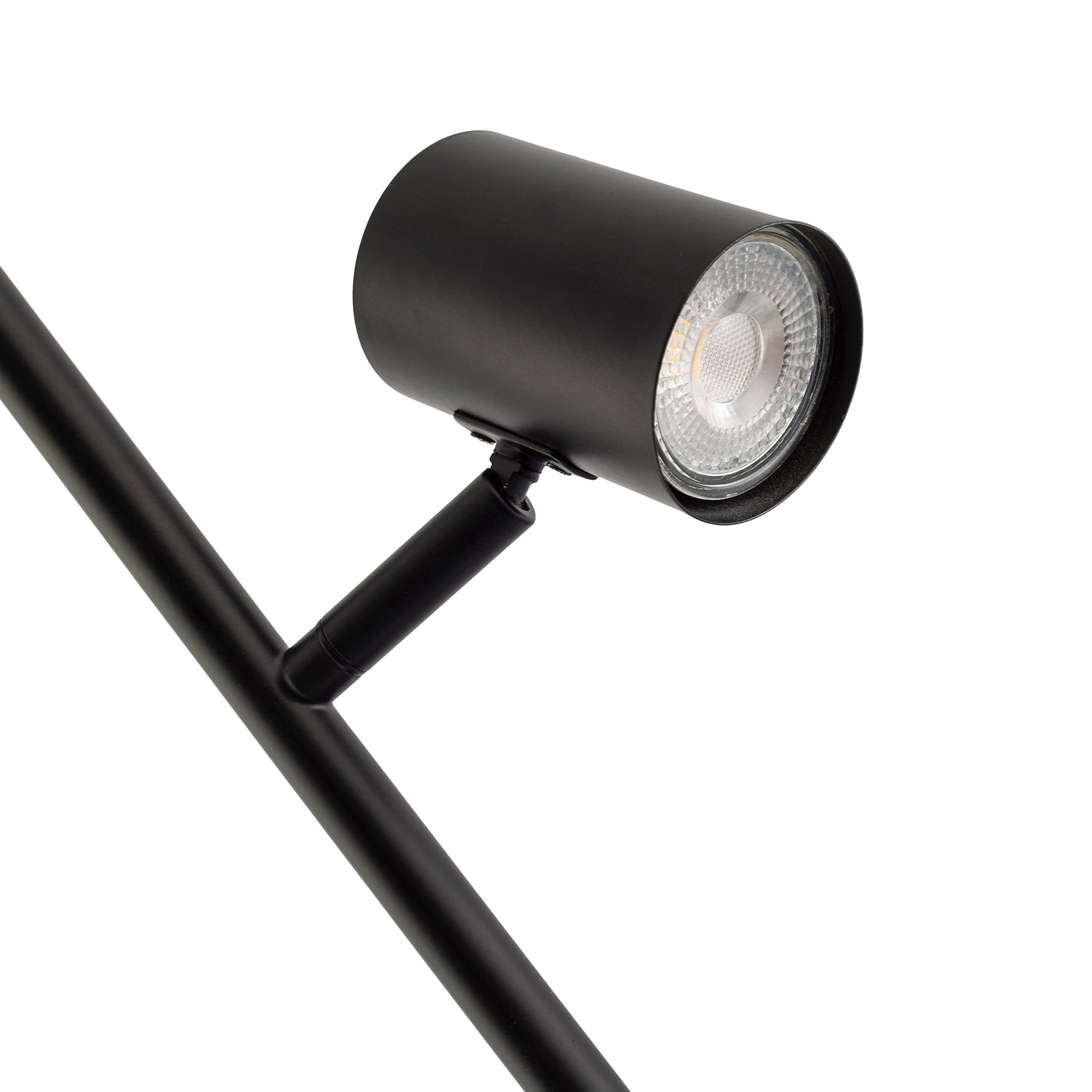 LED Double Spot Black Metal Floor Lamp with Foot Switch and Adjustable Heads Image 5