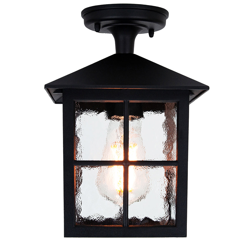 Matt Black Die-Cast Aluminium Traditional Lantern Porch Ceiling Light Fitting Image 6