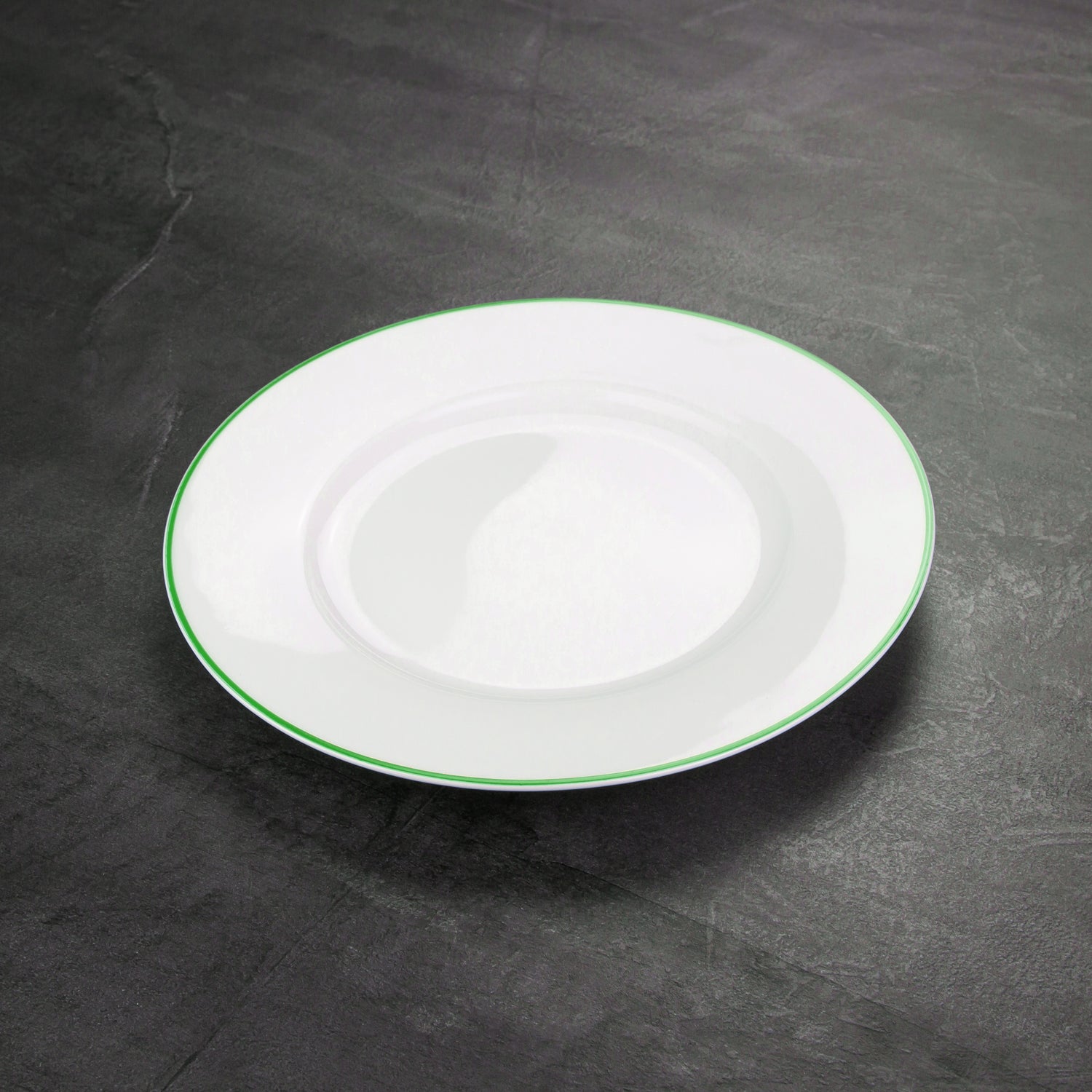 Set of 4 Durable White Ceramic Side Plates with Elegant Green Rim Image 6