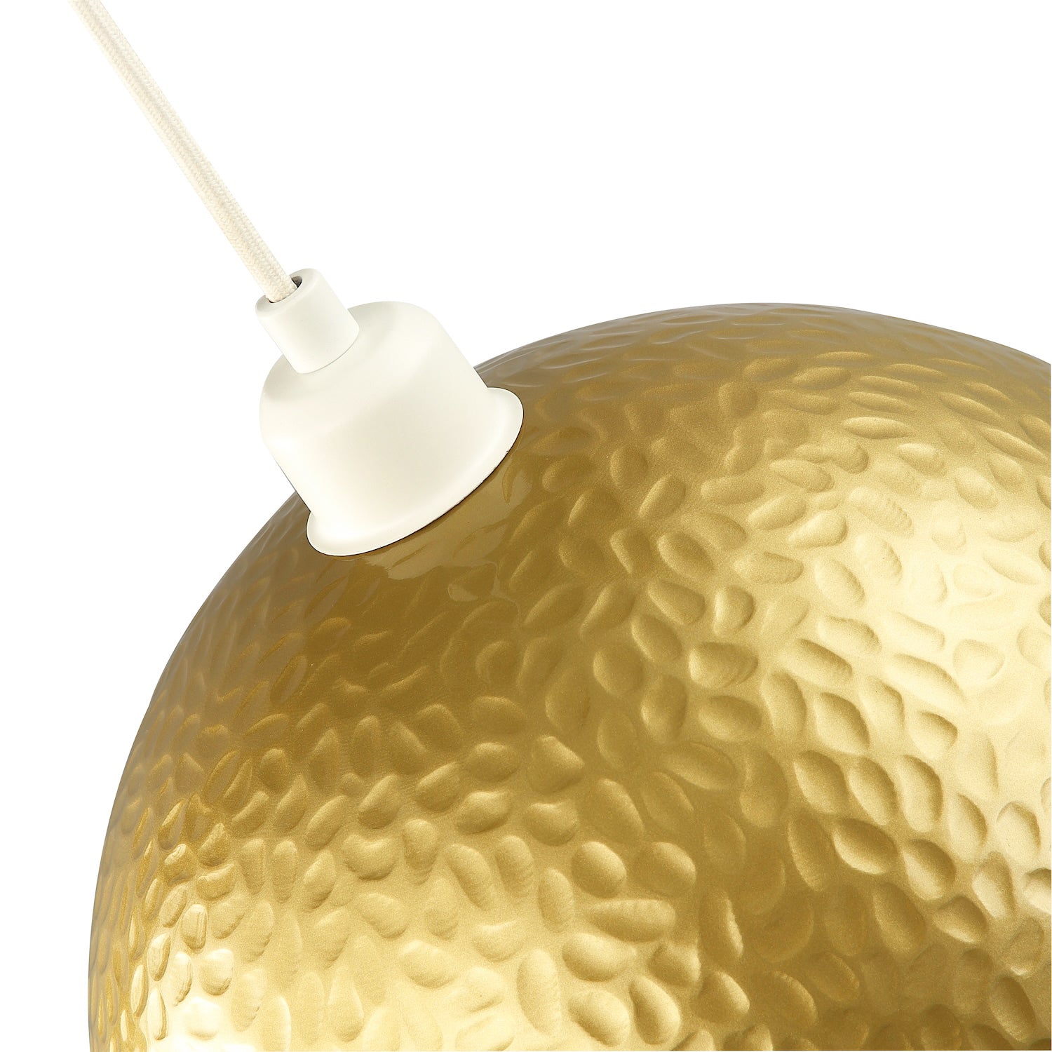 Contemporary Satin Gold Metal Pendant Lighting Shade with Hammered Domed Shape Image 5