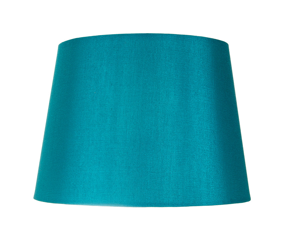 Traditionally Designed Medium 10" Drum Lamp Shade in Sleek Teal Faux Silk Fabric Image 1