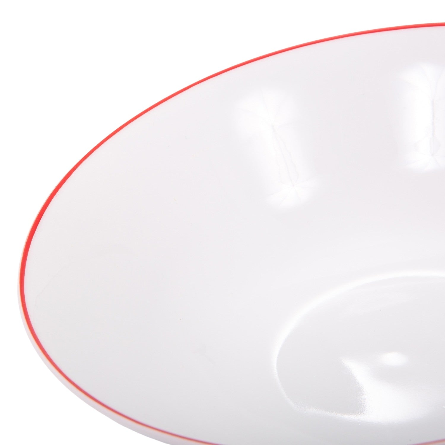 Set of 4 White Ceramic Dinner Bowls with Elegant Red Rim - Durable & Stylish Image 3