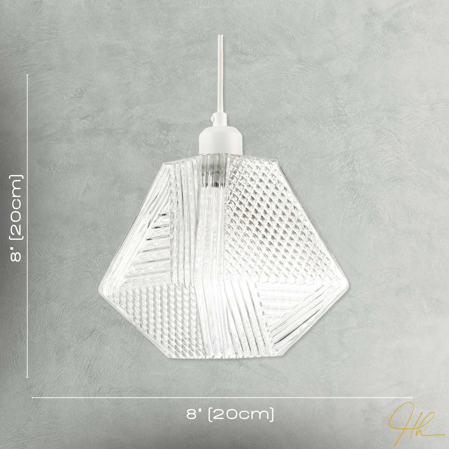 Moulded Clear Glass Pendant Light Shade with Dimples and Etched Lines Image 7