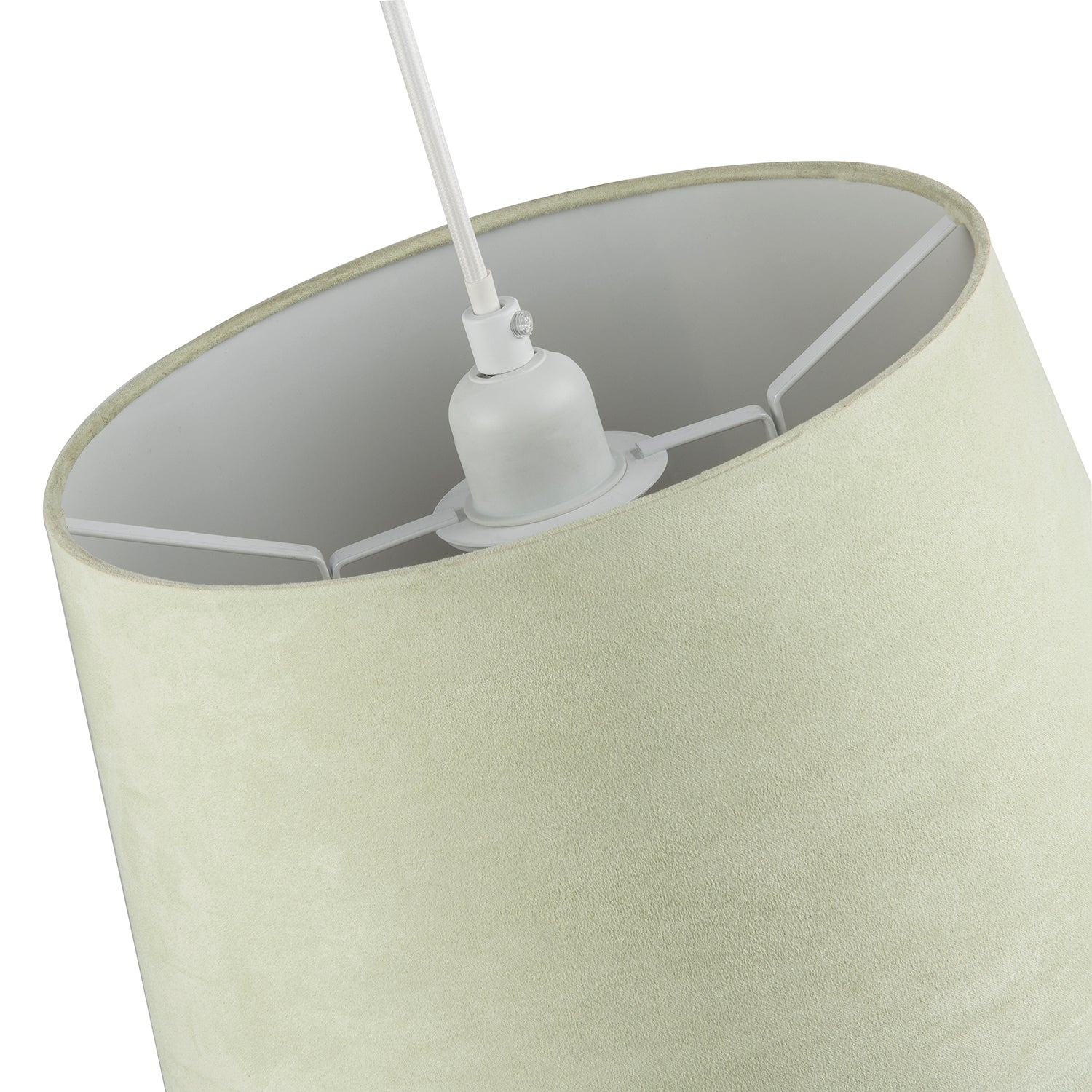 Olive Green Velvet 12 Inch Drum Lamp Shade with White Cotton Inner Image 4