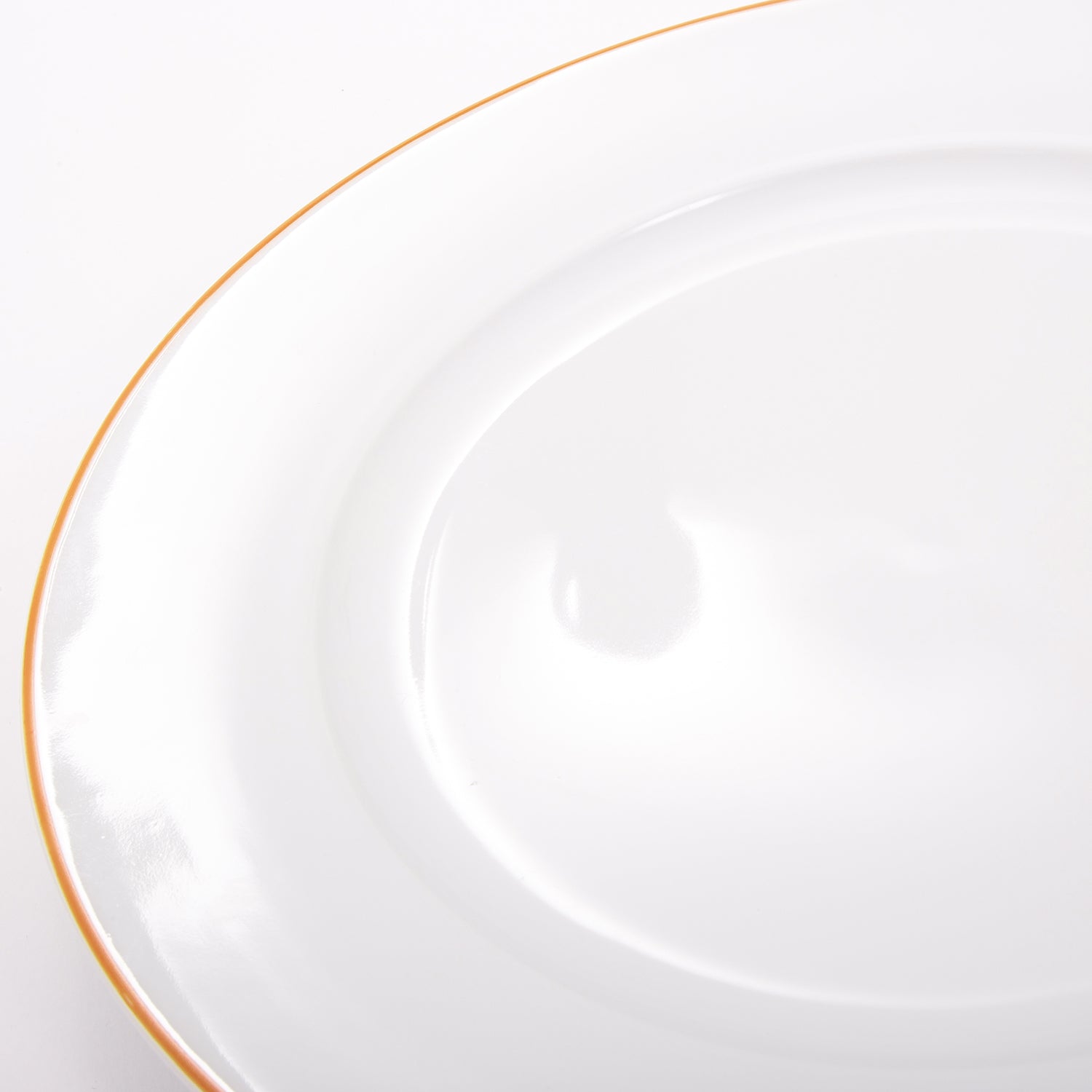 Set of 4 Durable White Ceramic Dinner Plates with Elegant Orange Rim Image 4