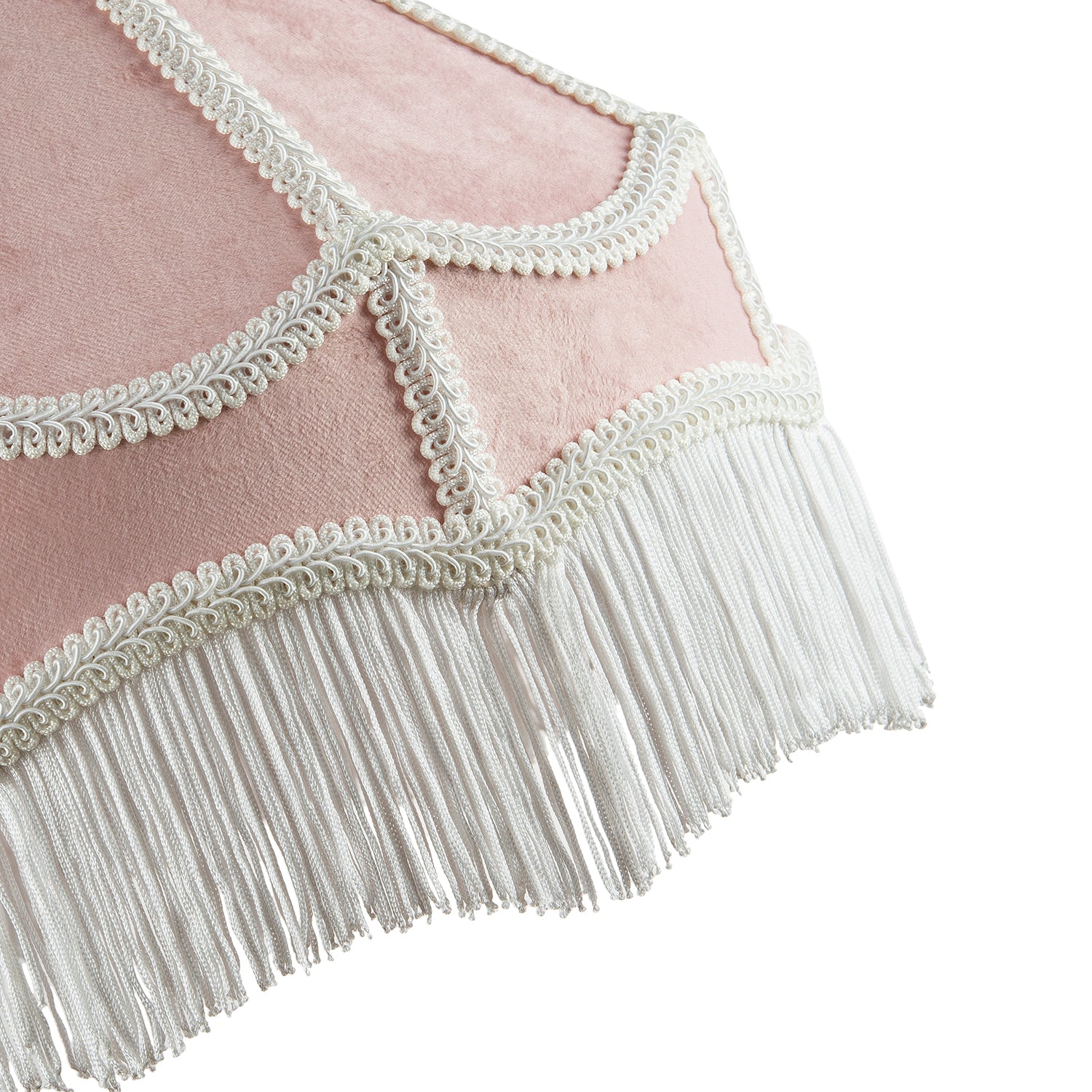 Traditional Victorian Empire Lampshade in Soft Blush Pink Velvet with Tassels Image 5