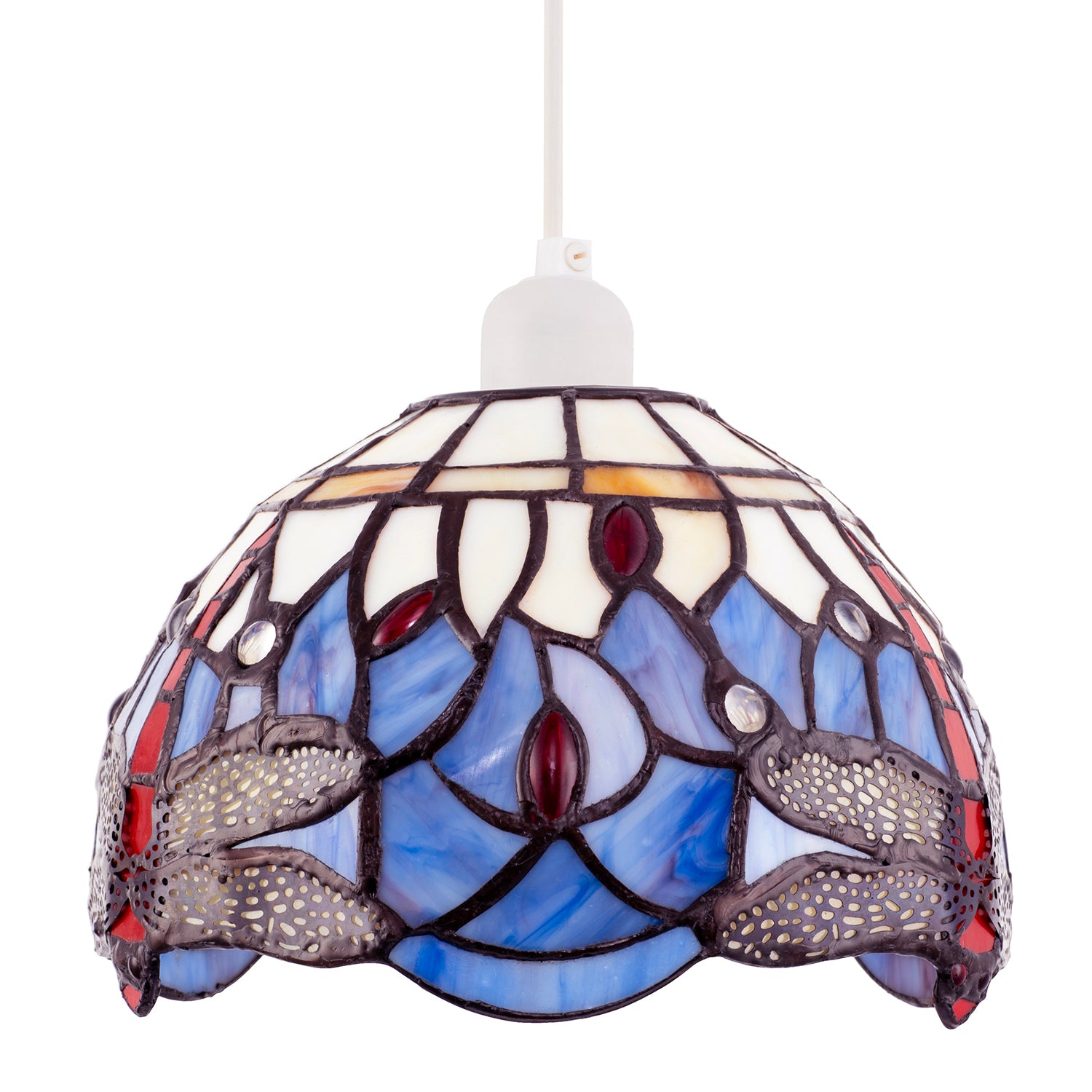 Lavender Purple Toned Stained Glass Dragonfly Tiffany Pendant Shade Image 4