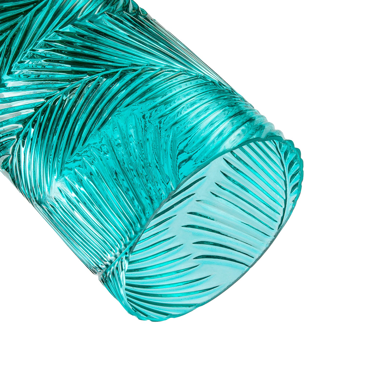 Modern Teal Embossed Glass Pendant Shade with Pressed Leaf Pattern Image 5