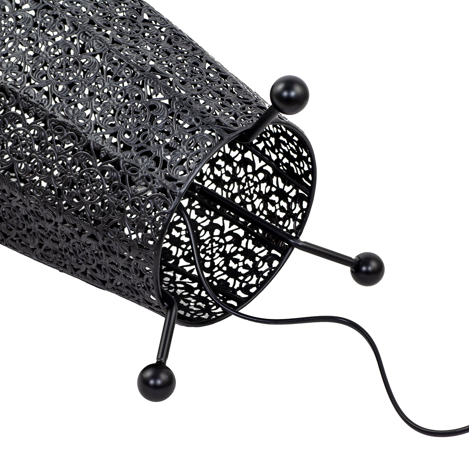 Traditional and Ornate Floral Moroccan Floor Lamp in Black Gloss Image 3