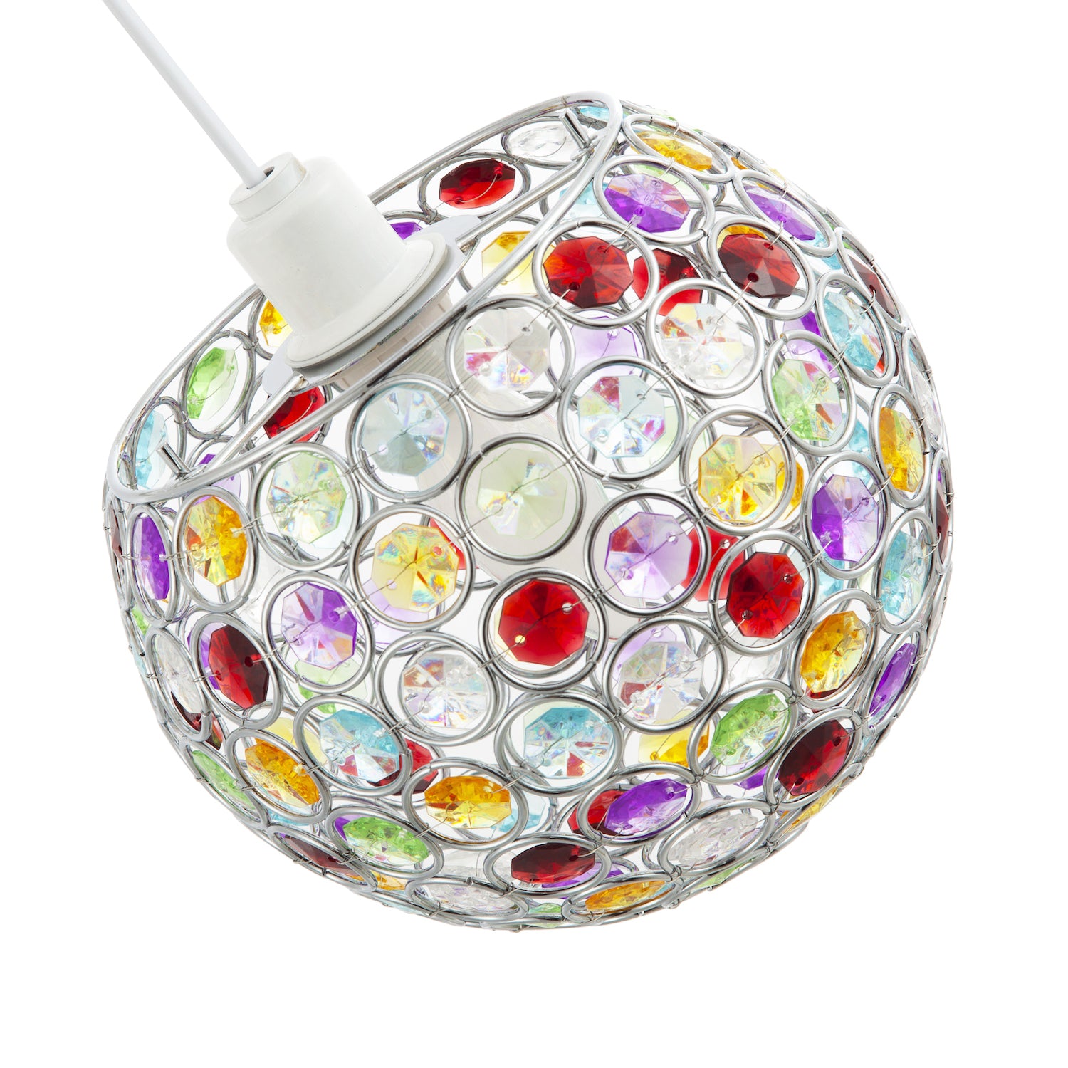 Modern Round Globe Easy Fit Pendant Shade with Small Multi Acrylic Bead Jewels Image 3