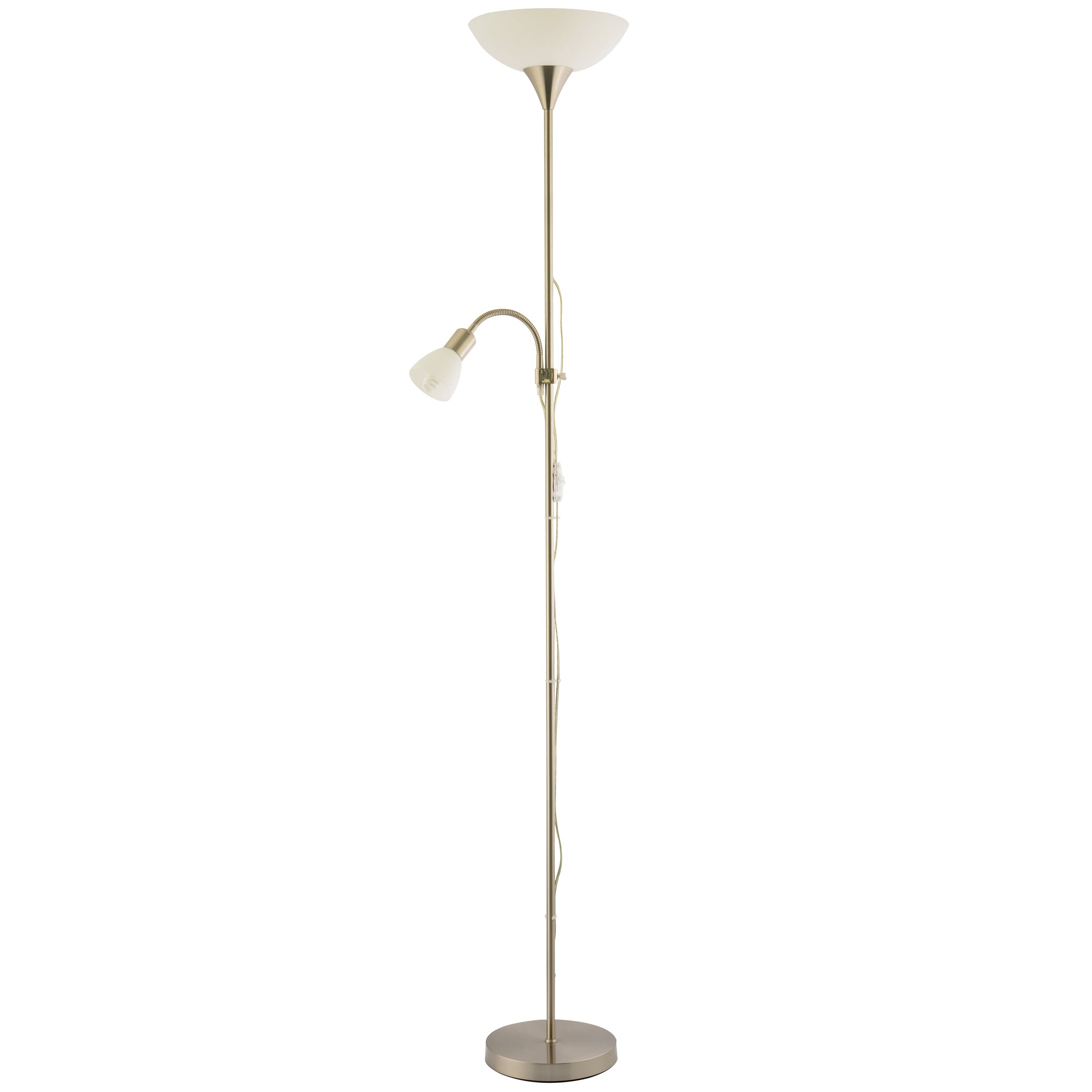 Nickel Mother and Child Floor Lamp with Adjustable Reading Light and Switches Image 2