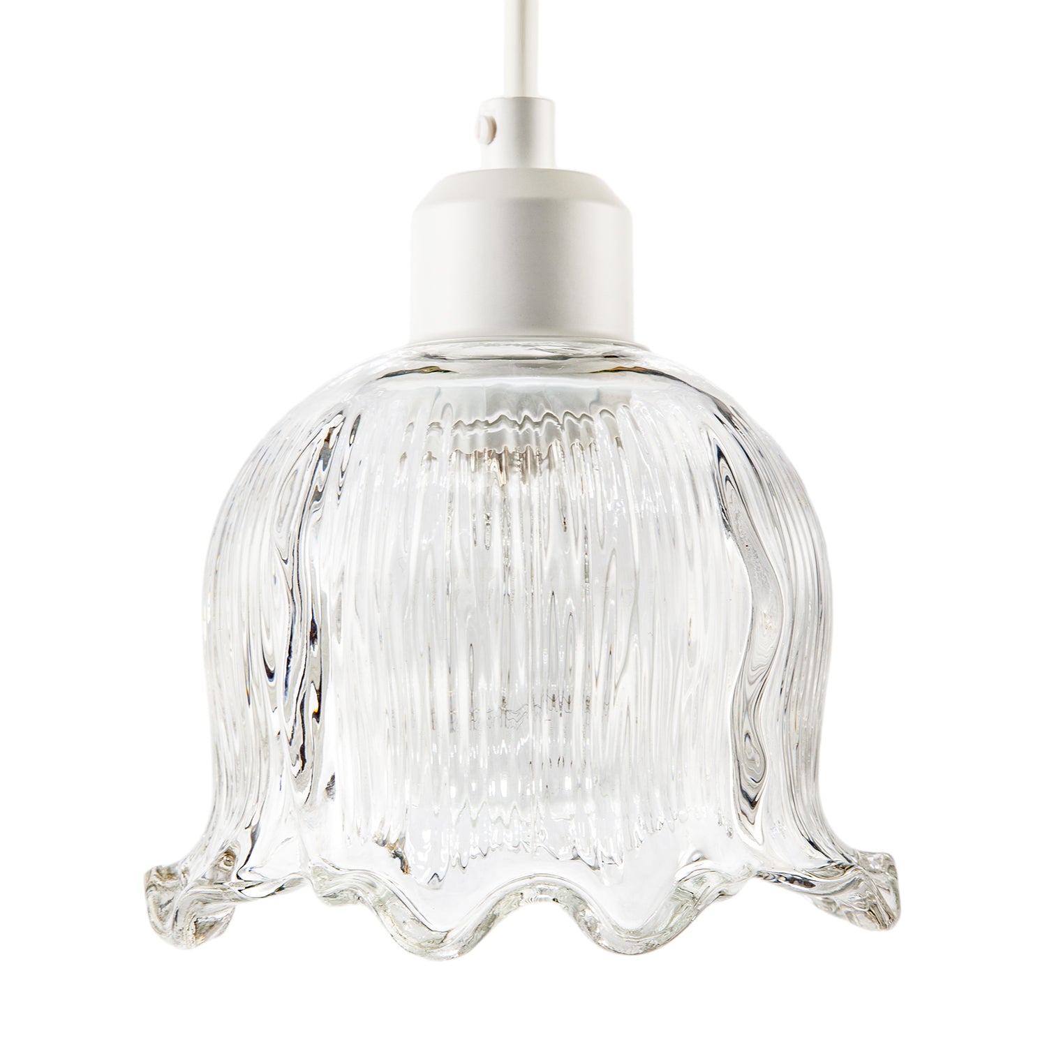 Transparent Ribbed Glass Pendant Lighting Shade in Compact Bell Shape Image 3