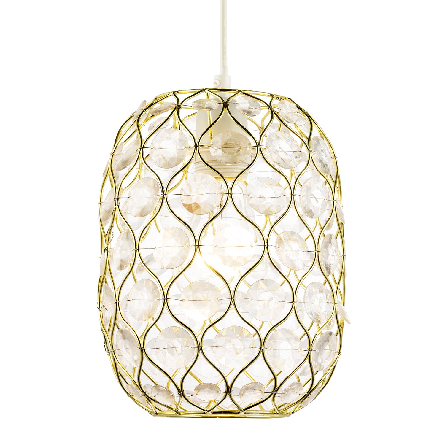 Glamorous Gold Plated Pendant Shade with Clear Faceted Acrylic Discs Image 2