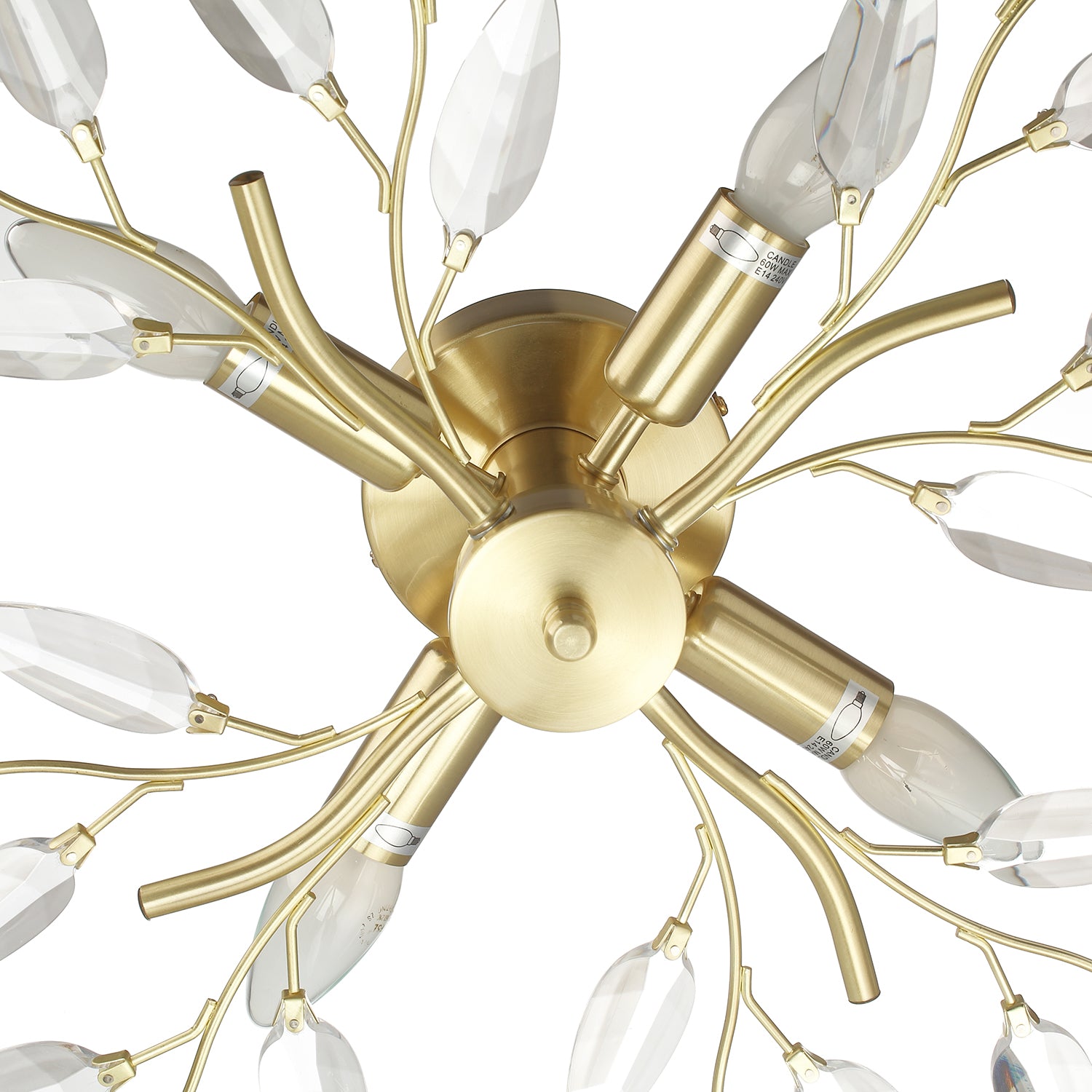 Modern Brushed Gold Plated Branch Ceiling Light Fitting with Acrylic Leaves Image 3